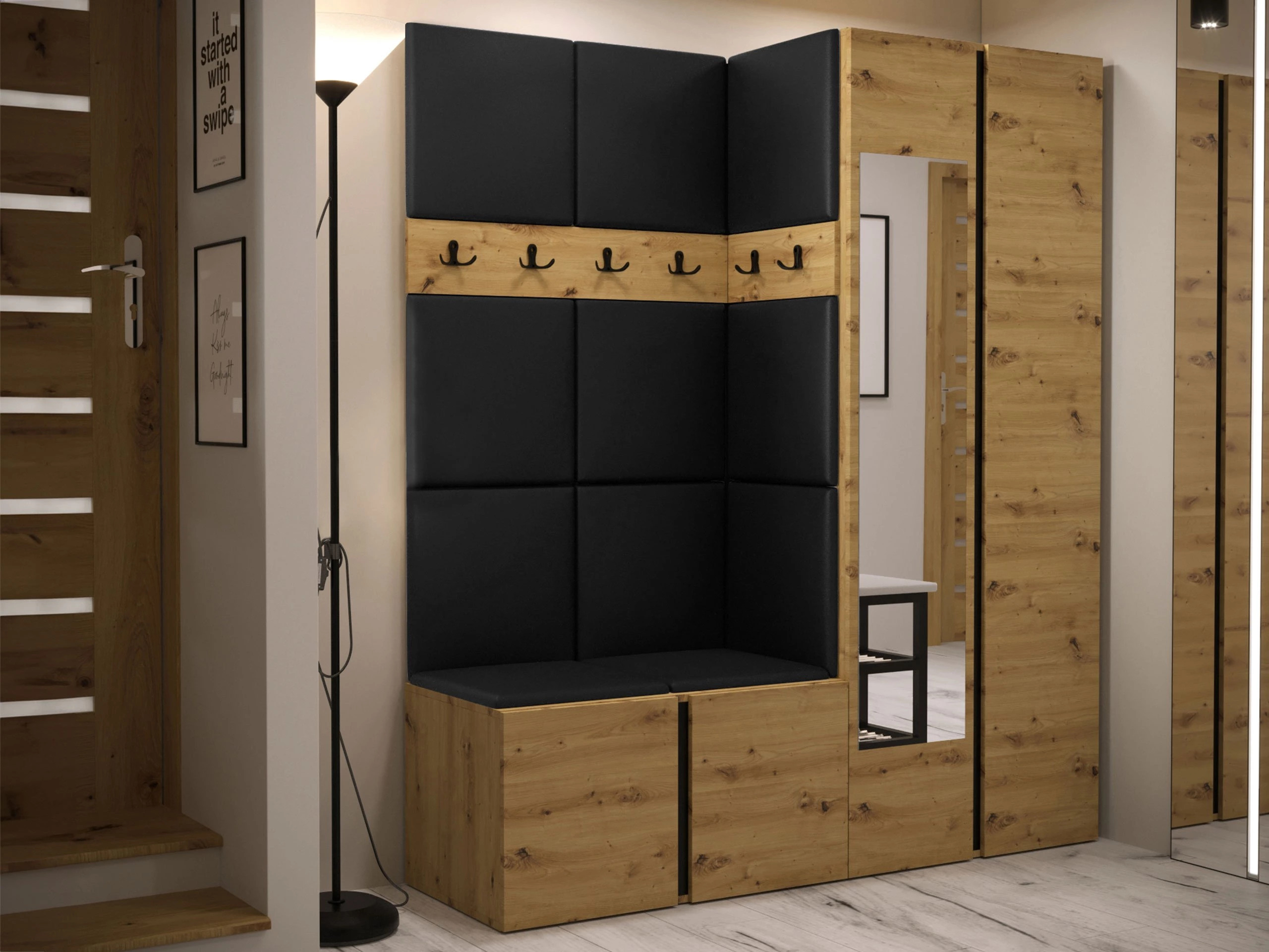 Conjunto para recibidor Pinis X (Cuero ecológico Soft 011)