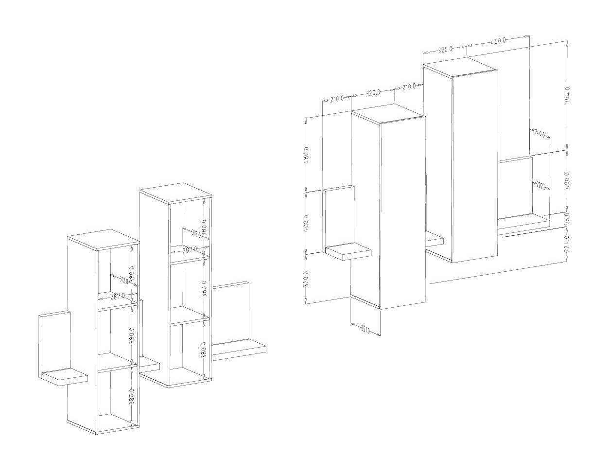 Armario de pared Lutiva 101 (Blanco + Hormigón)