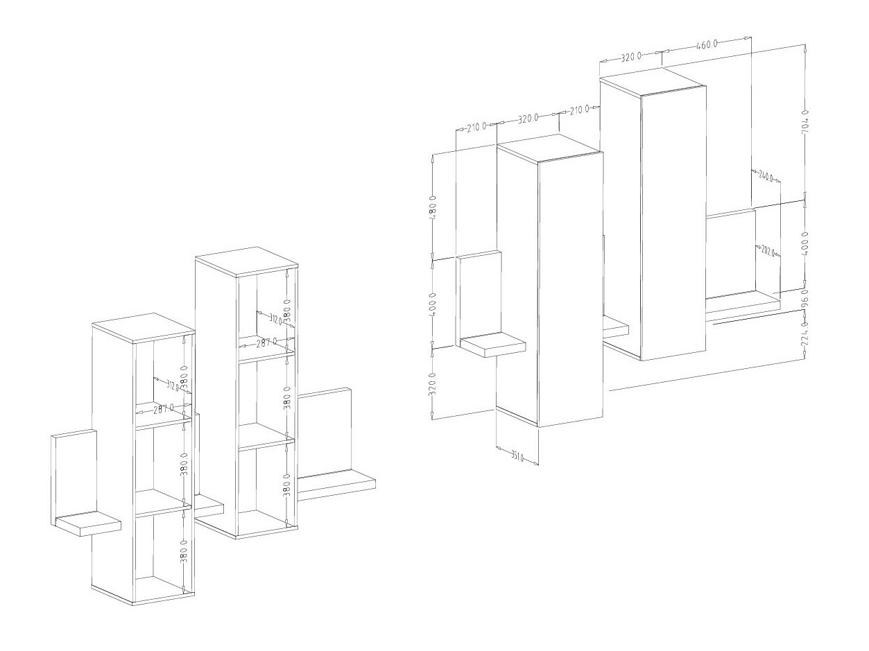 Armario de pared Lutiva 101 (Madera gris + Abeto oscuro)