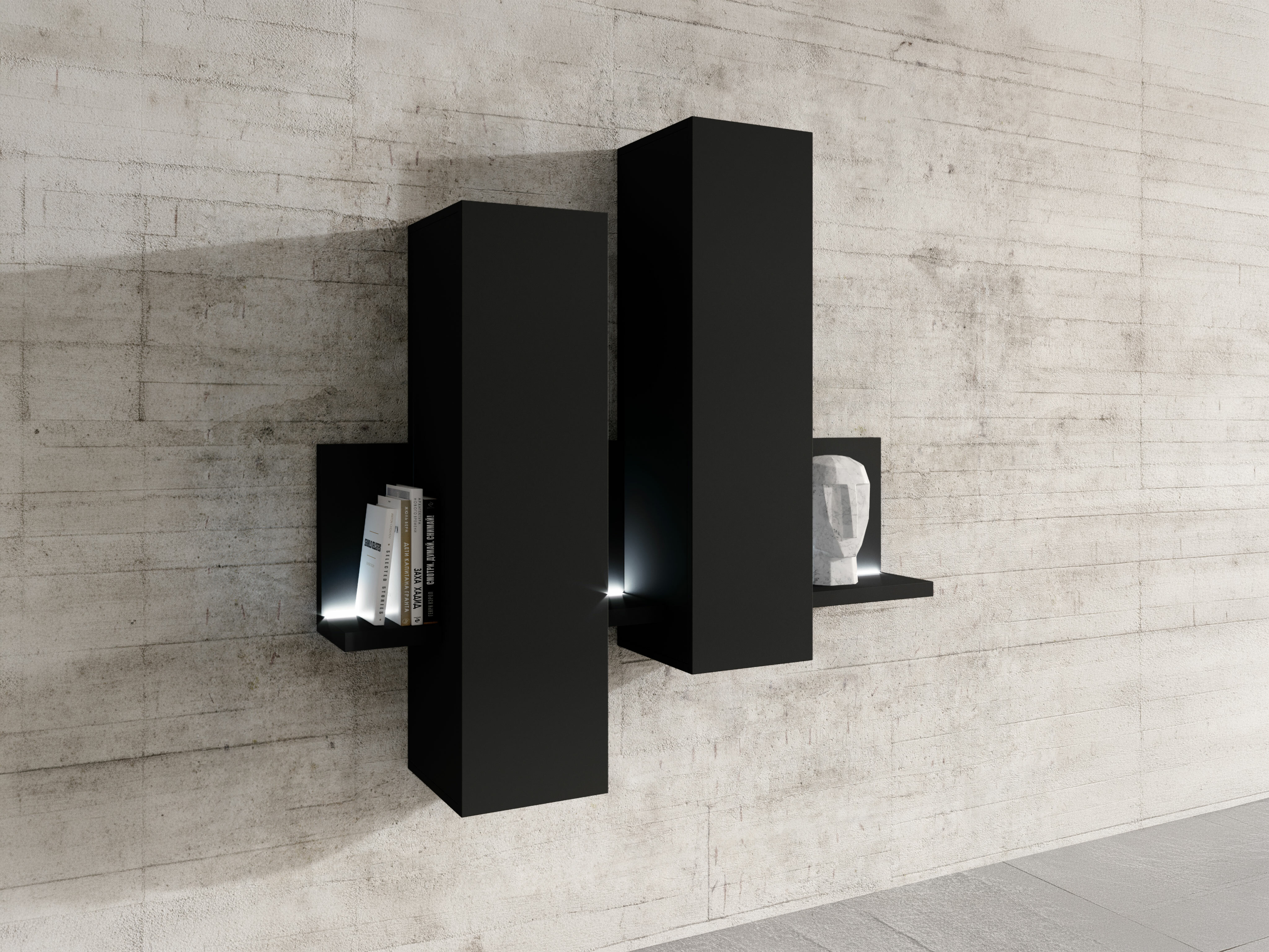 Armario de pared Lutiva 101 (Negro mate)