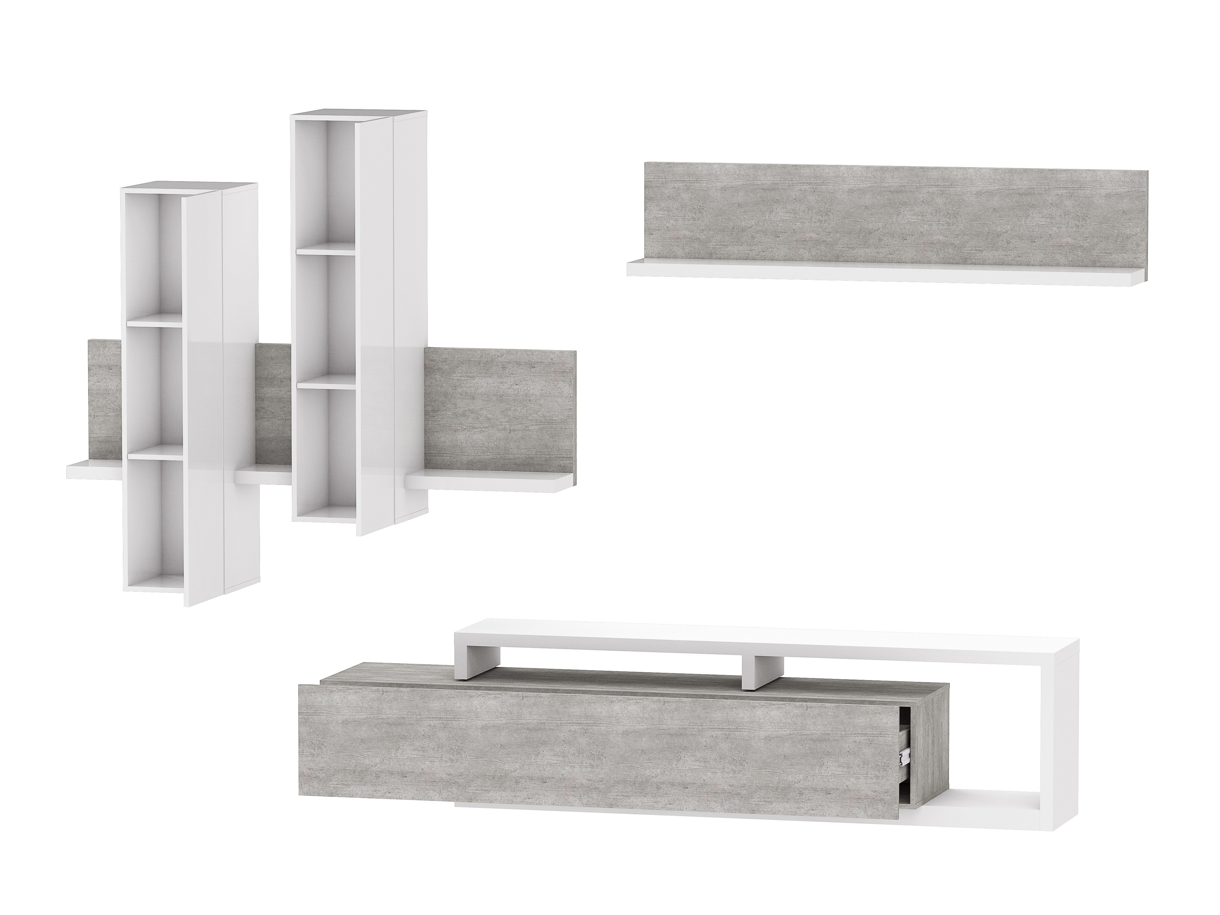 Conjunto de salón Lutiva 100 (Blanco + Hormigón)