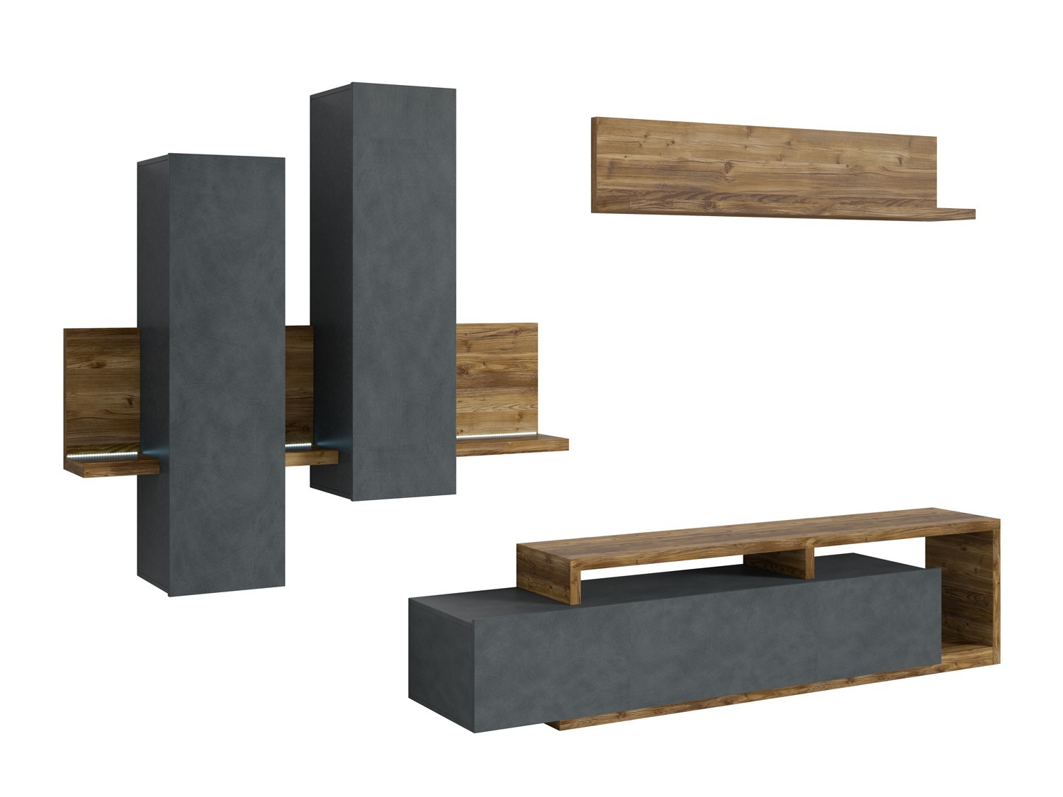 Conjunto de salón Lutiva 100 (Madera gris + Abeto oscuro)