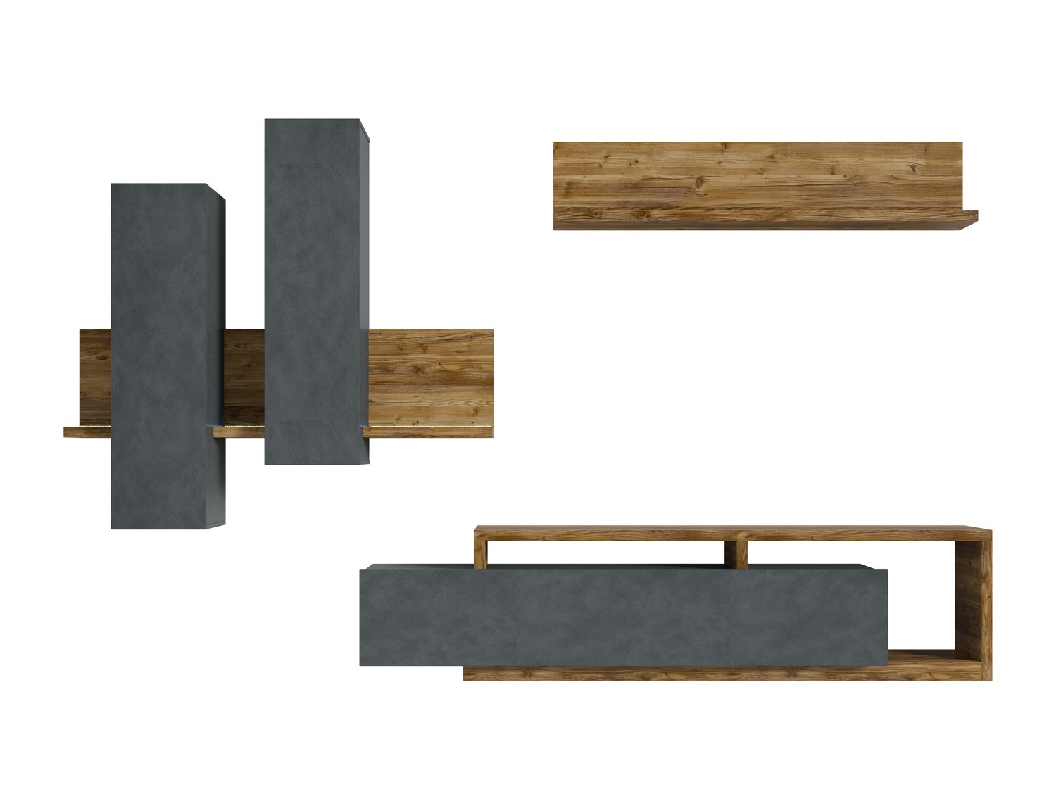 Conjunto de salón Lutiva 100 (Madera gris + Abeto oscuro)