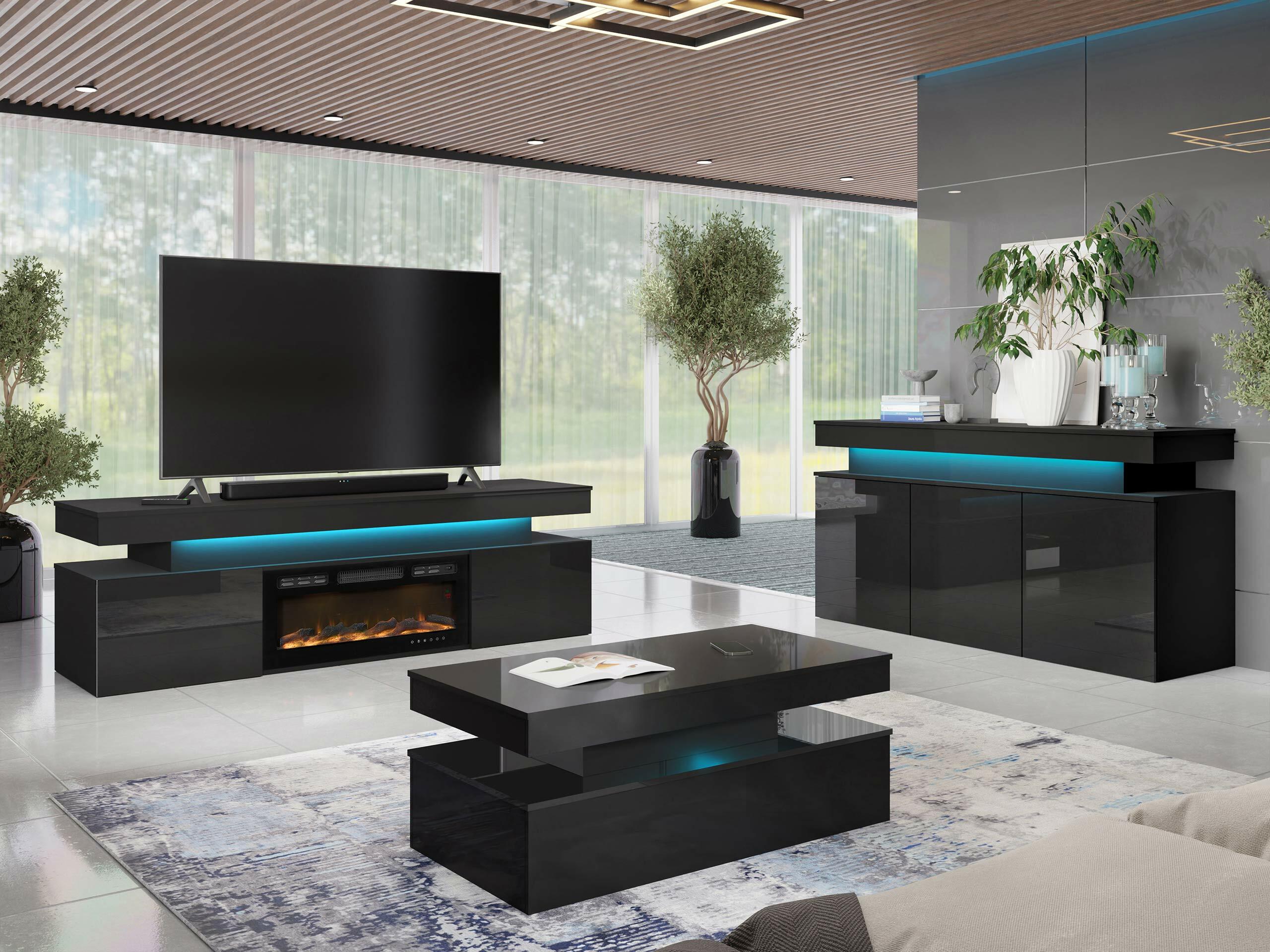 Conjunto de salón Monfero I (Negro + Negro brillante)