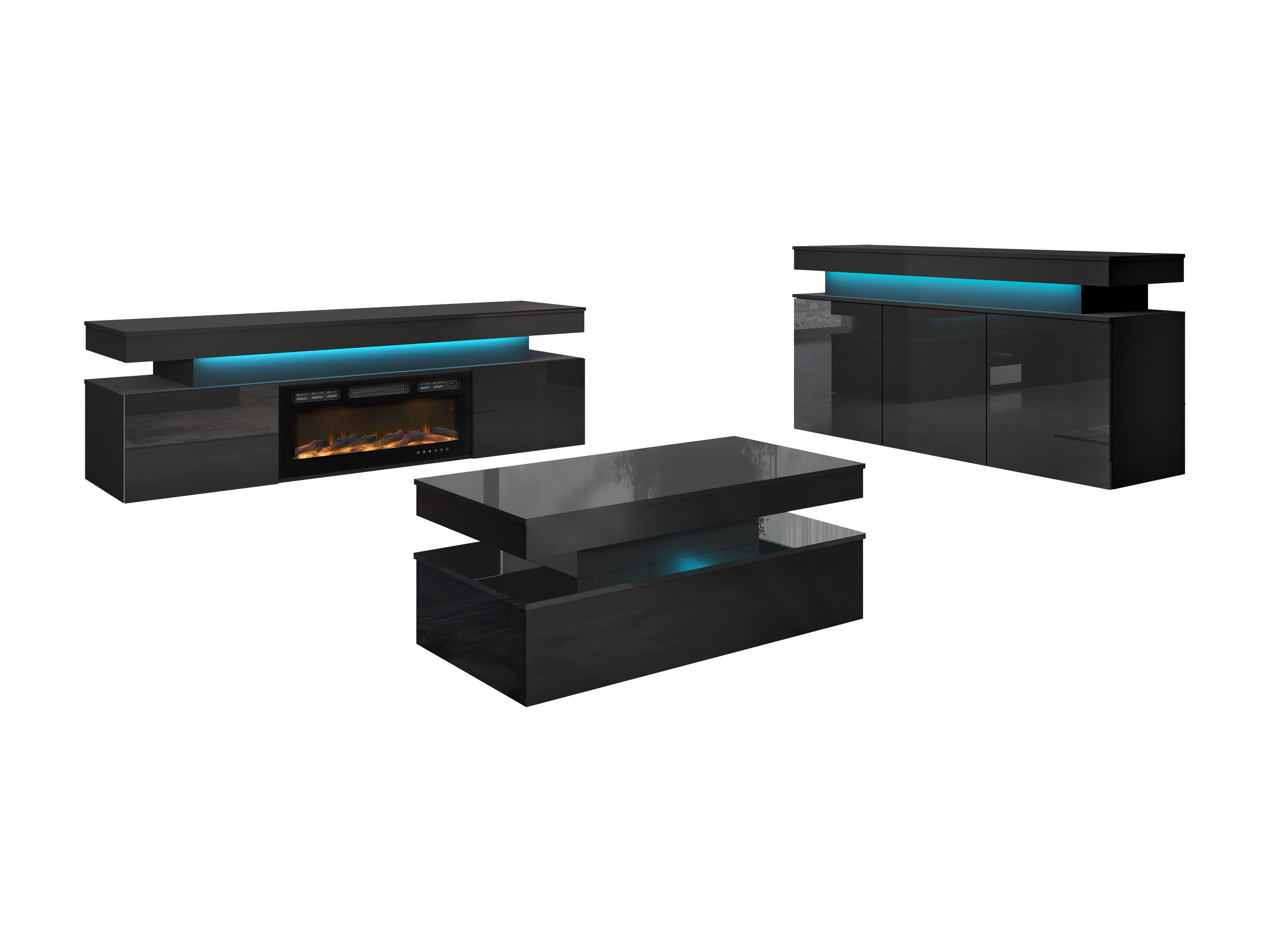 Conjunto de salón Monfero I (Negro + Negro brillante)