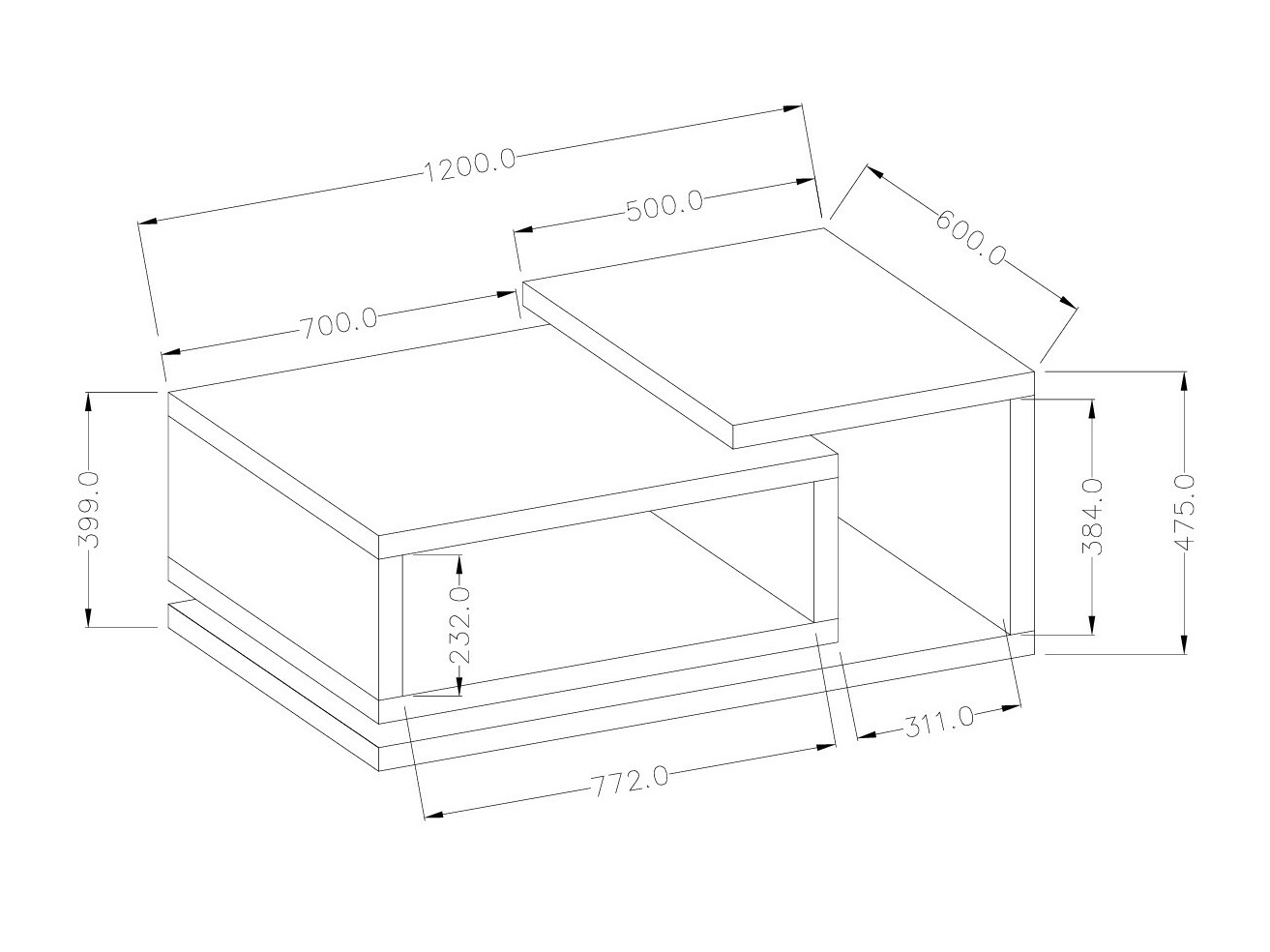 Mesa de centro Lutiva 104 (Blanco + Hormigón)