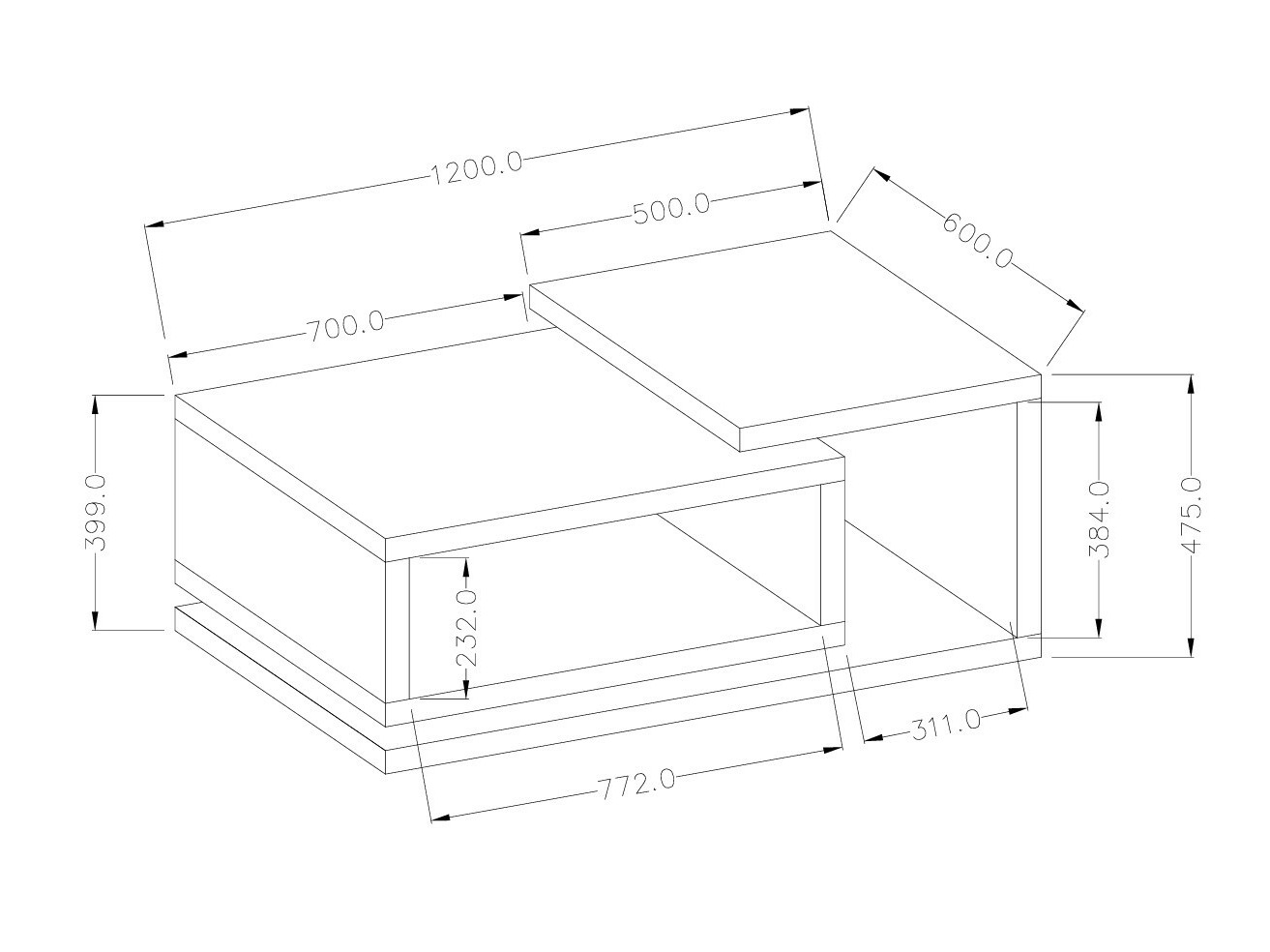 Mesa de centro Lutiva 104 (Madera gris + Abeto oscuro)
