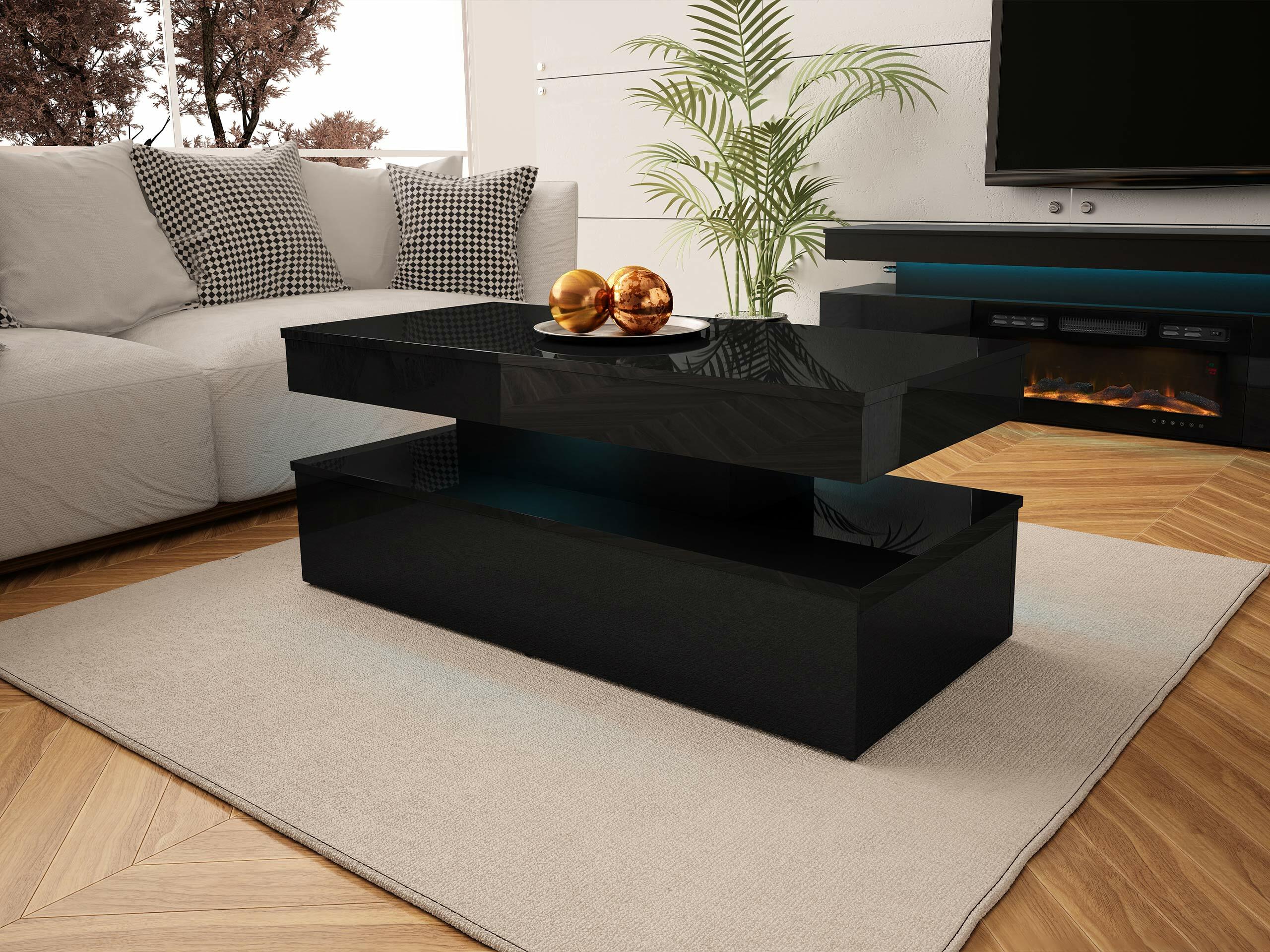 Mesa de centro Monfero (Negro + Negro brillante)
