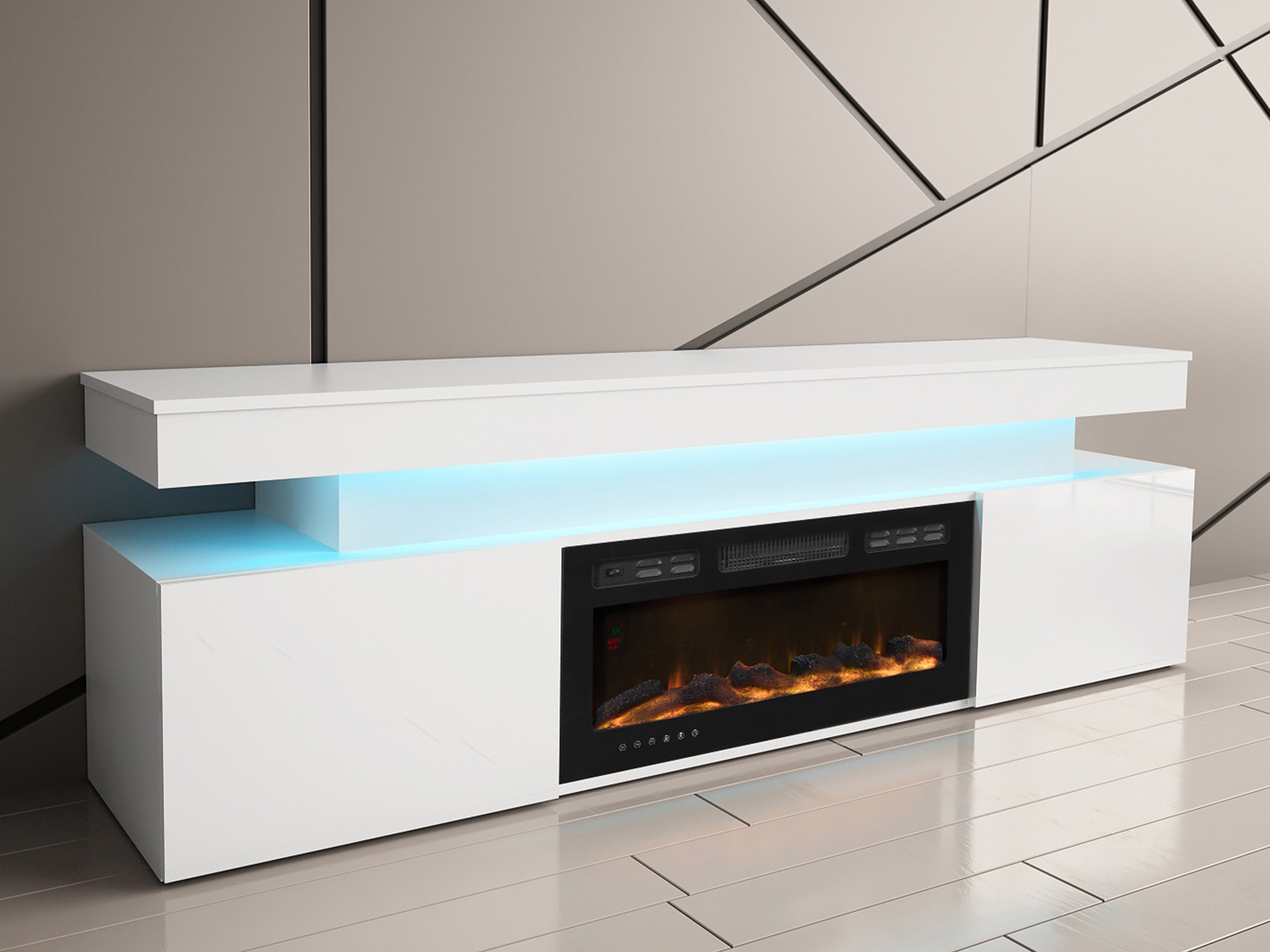 Mueble TV Monfero I (Blanco + Blanco brillante)