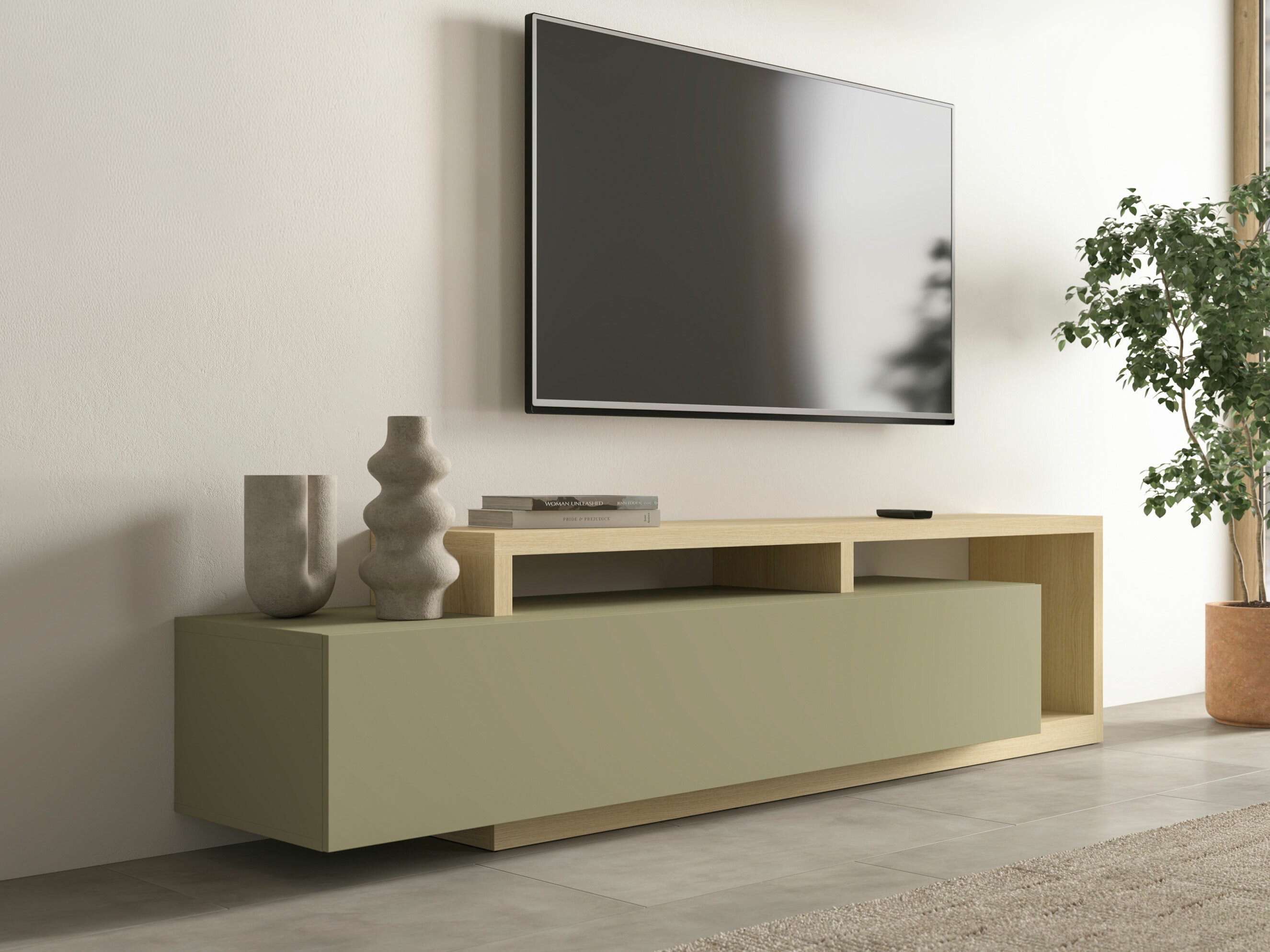 Mueble TV Lutiva 103 (Eucalipto + Roble)