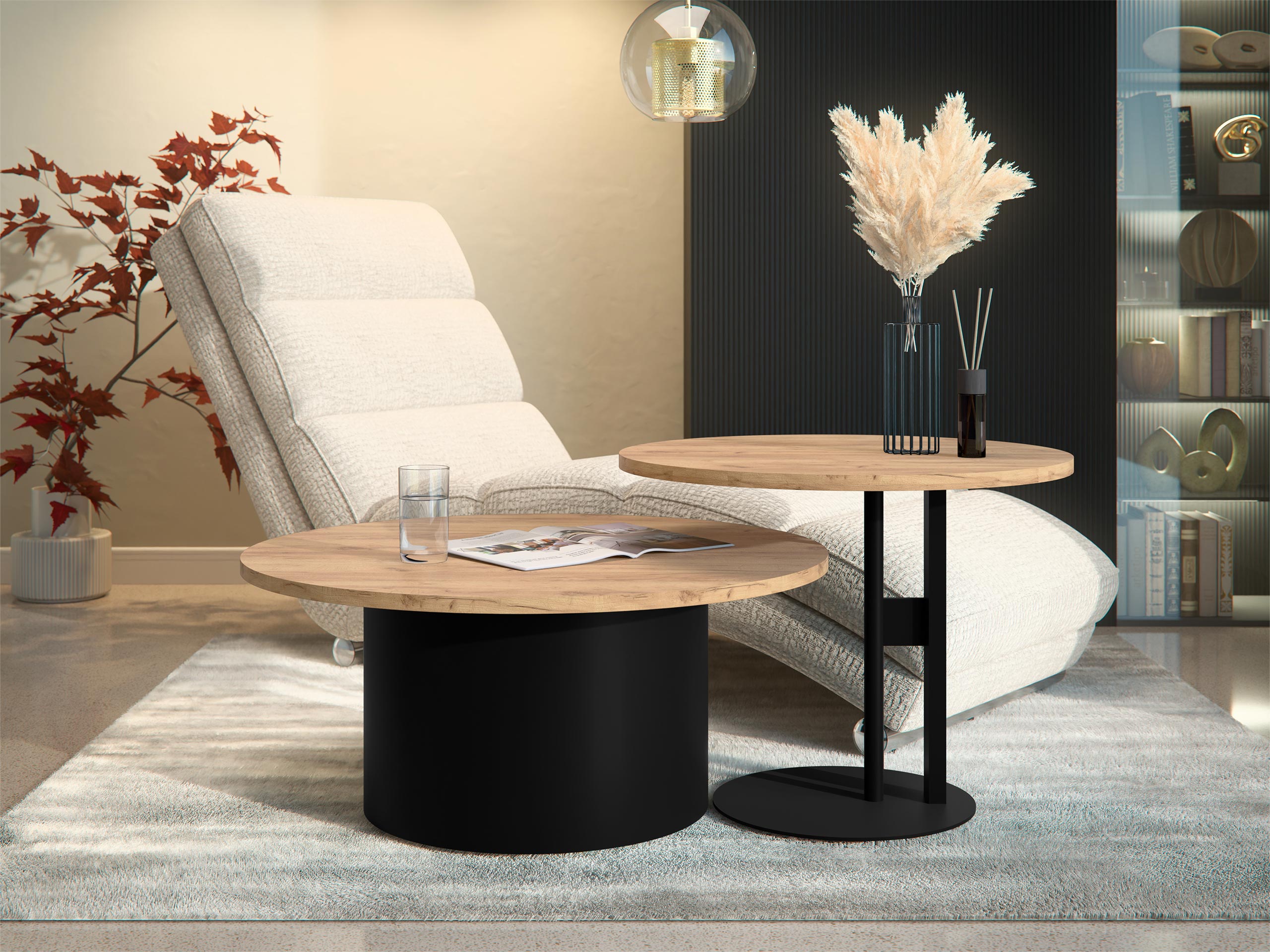 Conjunto mesa de centro Oswego 159 (Roble dorado artesanal)