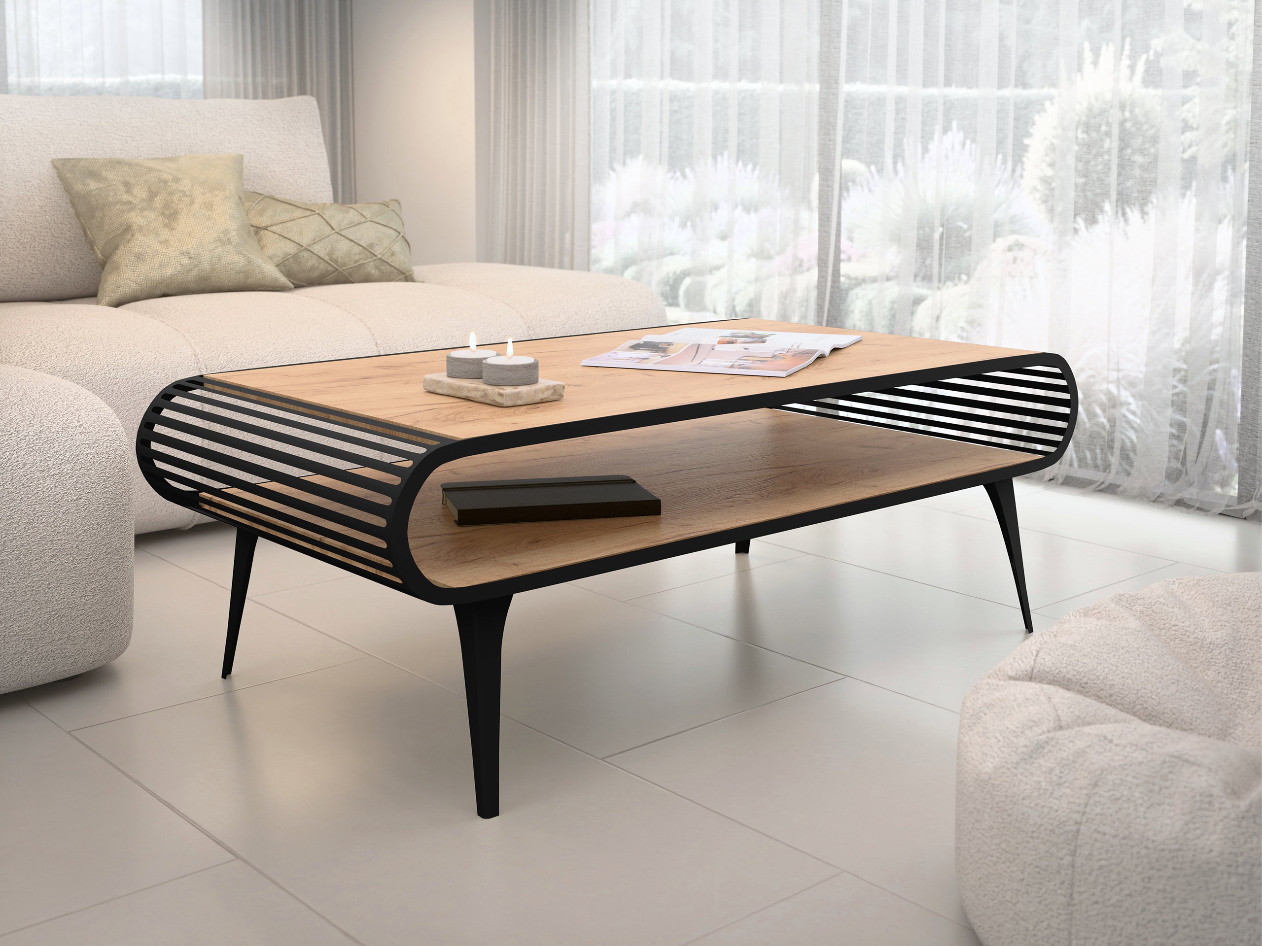 Mesa de centro Oswego 161 (Roble dorado artesanal)