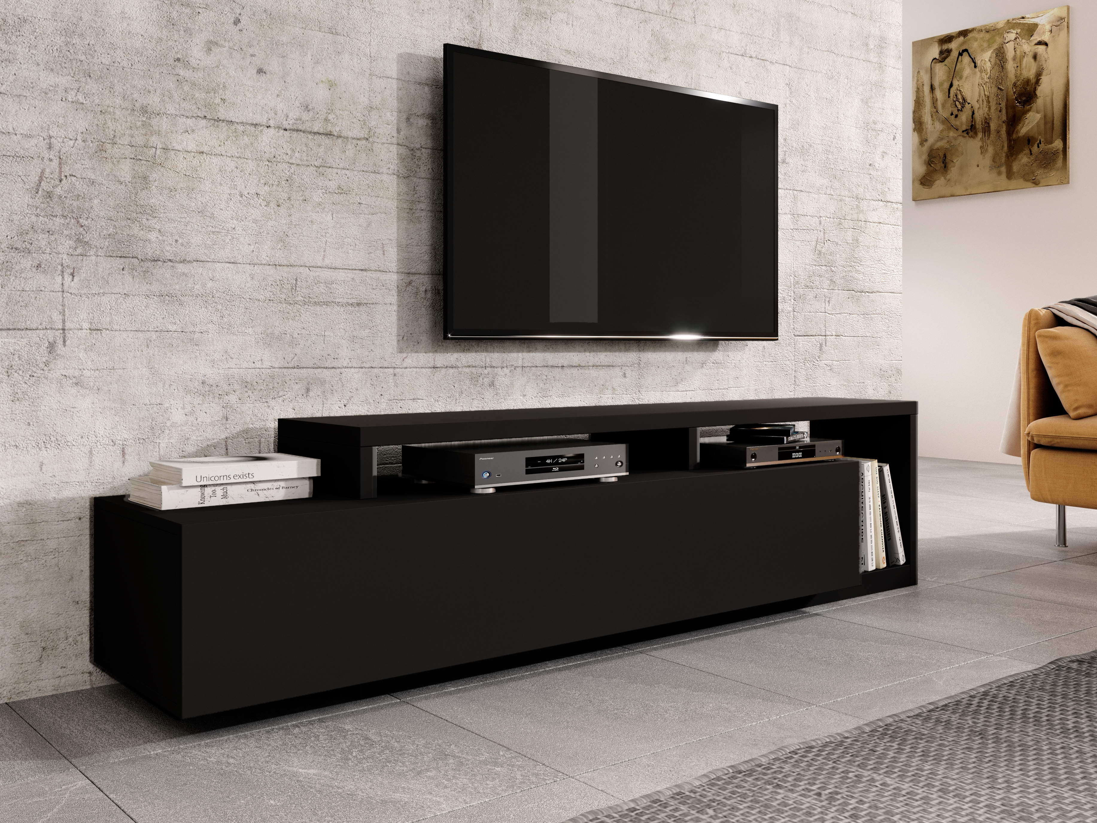 Mueble TV Lutiva 103 (Negro mate)