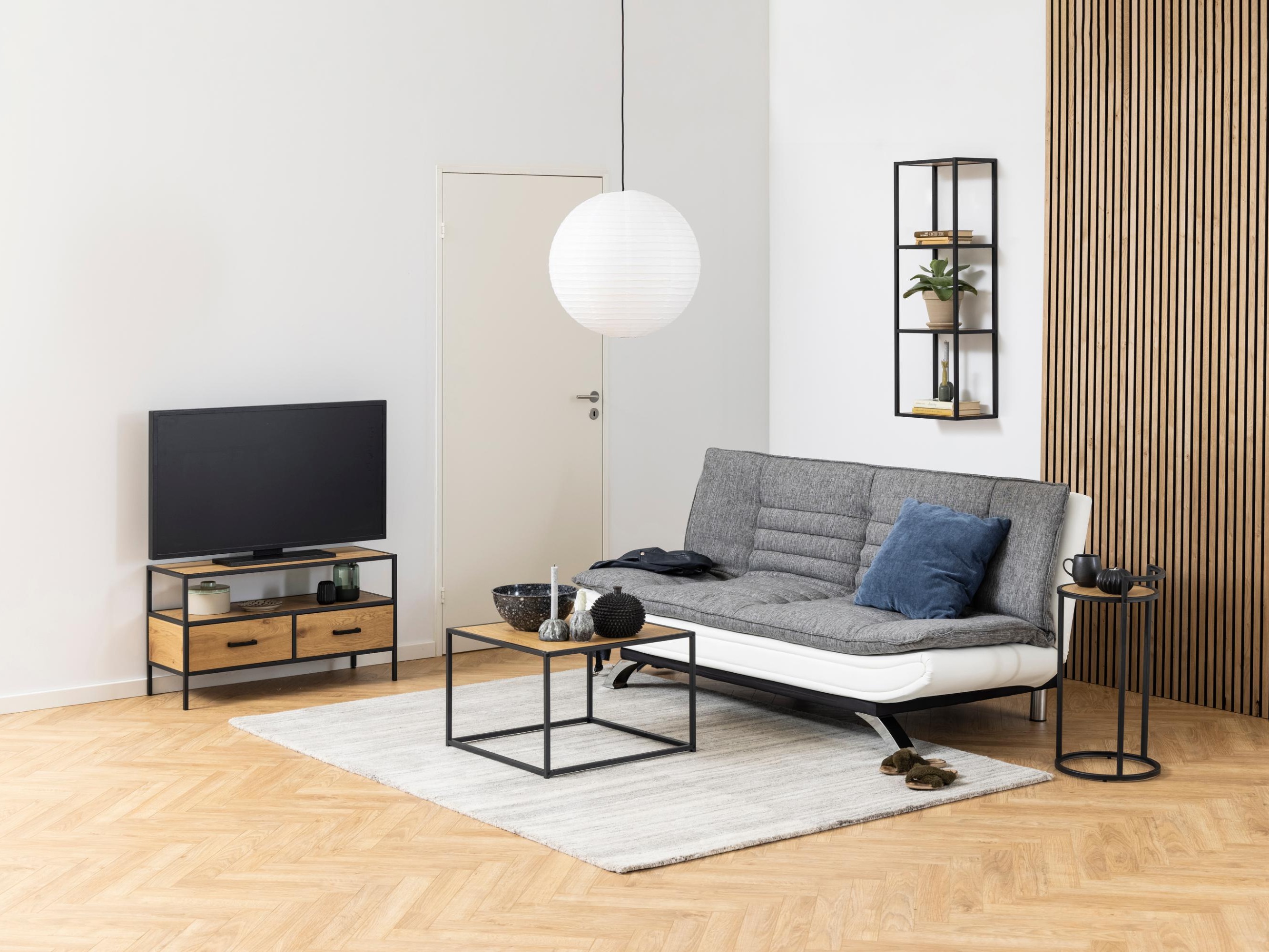 Sofá cama Norsica 228 (Blanco + Gris claro)