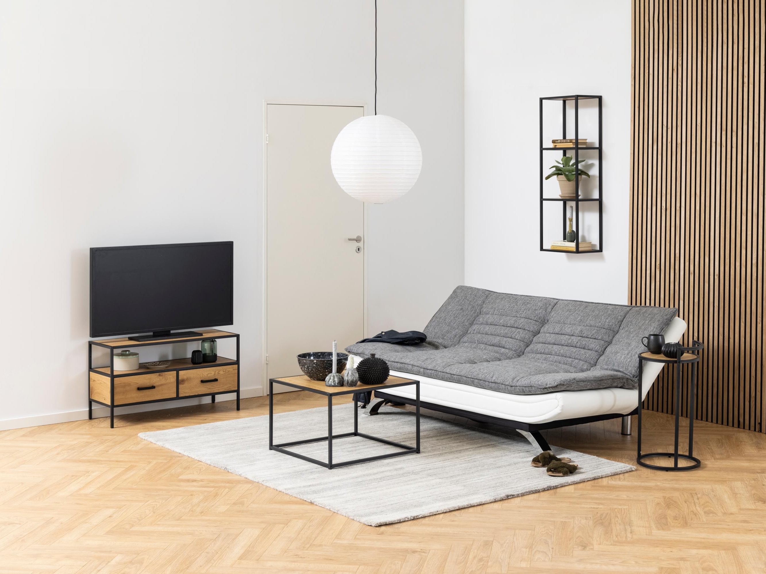 Sofá cama Norsica 228 (Blanco + Gris claro)