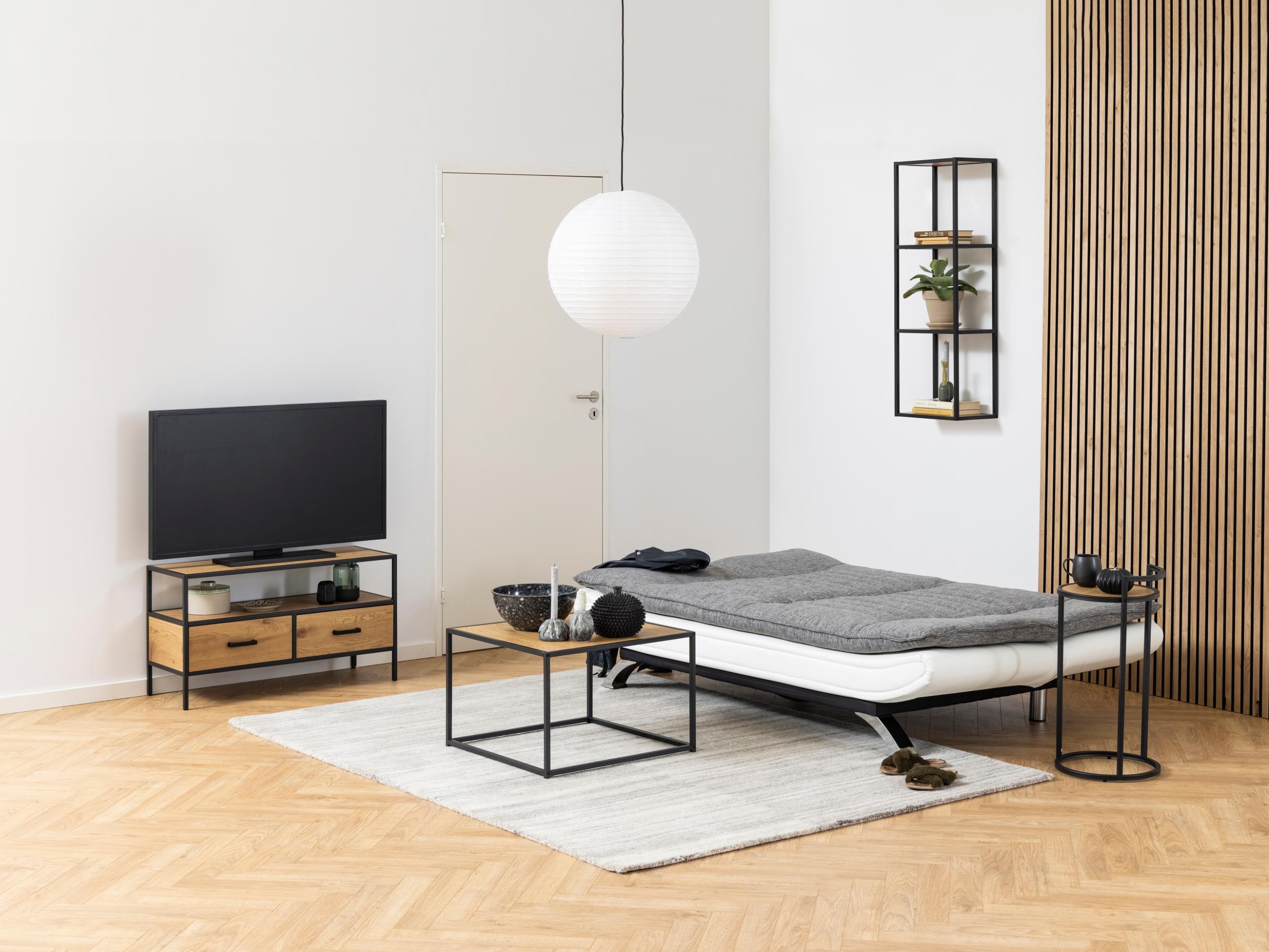 Sofá cama Norsica 228 (Blanco + Gris claro)