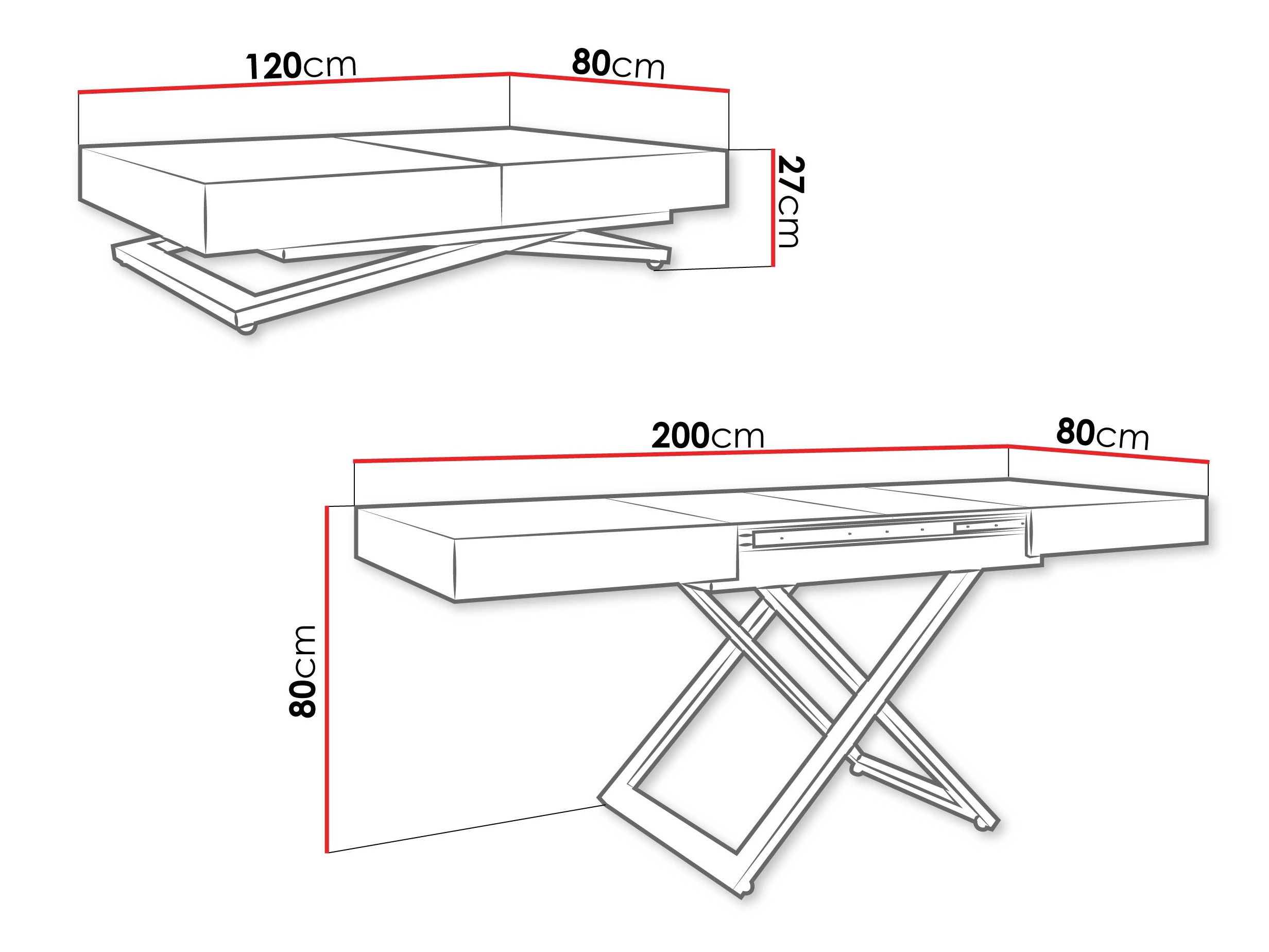 Mesa de centro convertible Oswego 171 (Nogal)