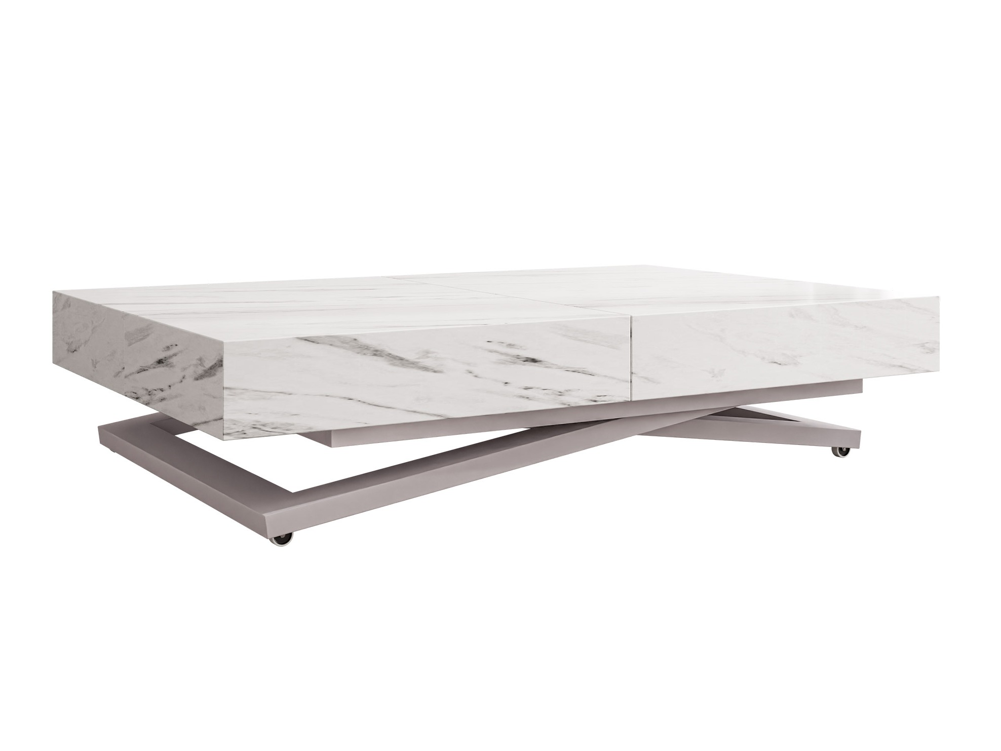 Mesa de centro convertible Oswego 172 (Mármol blanco)