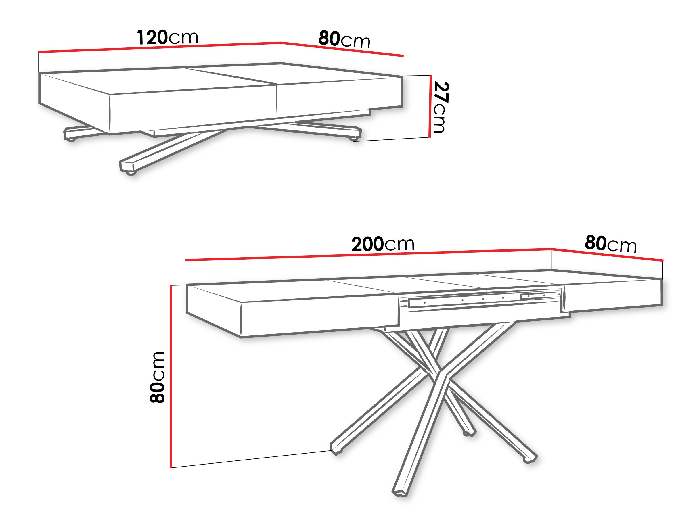 Mesa de centro convertible Oswego 176 (Cachemira)