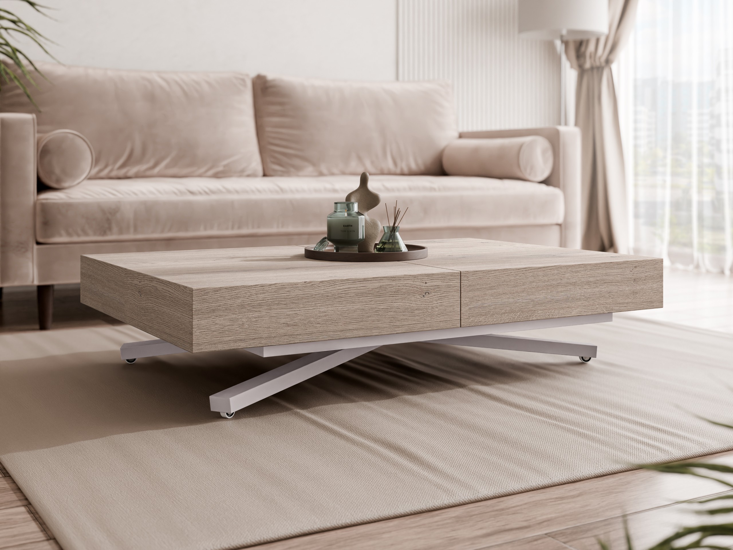 Mesa de centro convertible Oswego 177 (Roble)