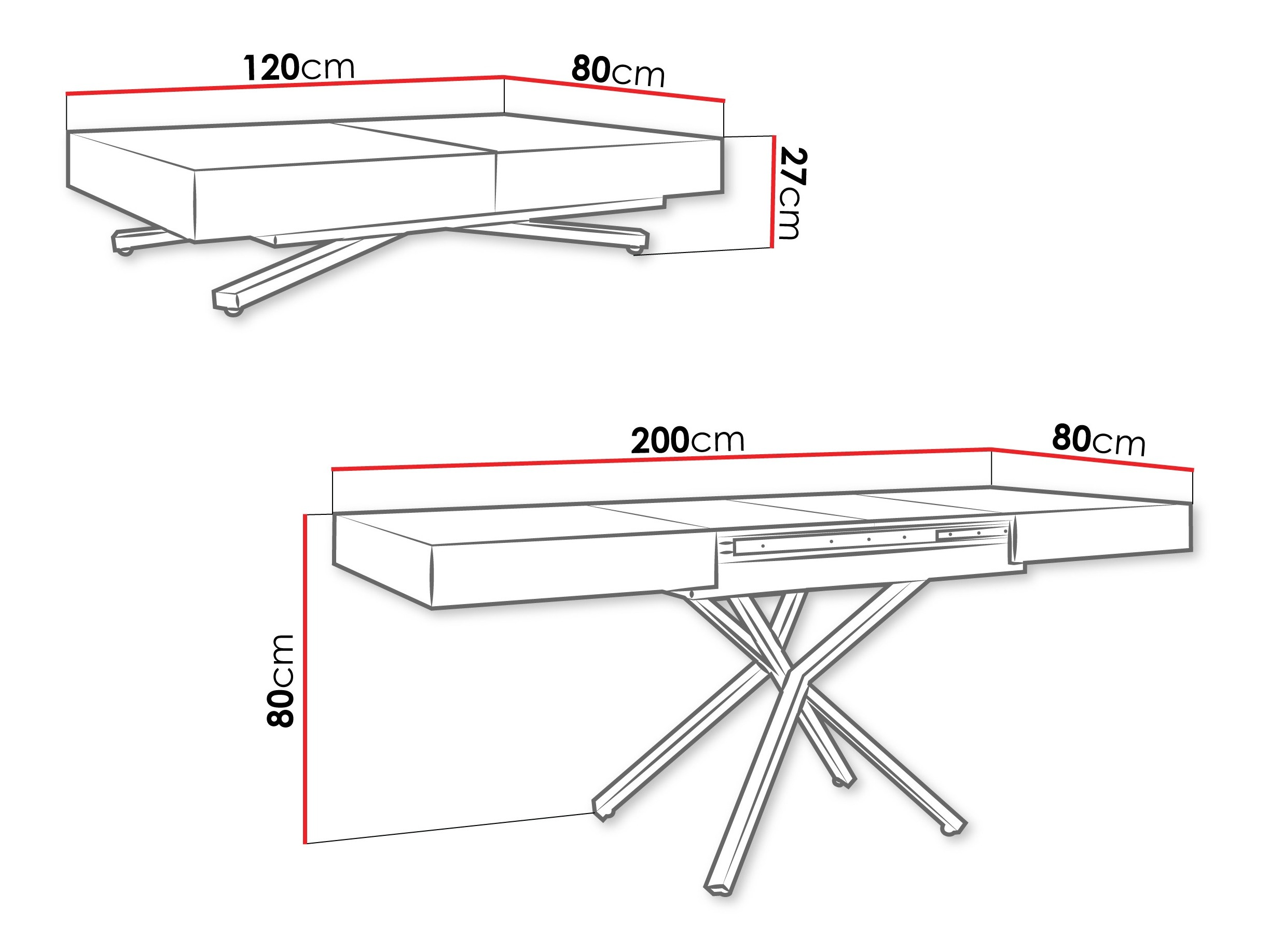 Mesa de centro convertible Oswego 177 (Roble)