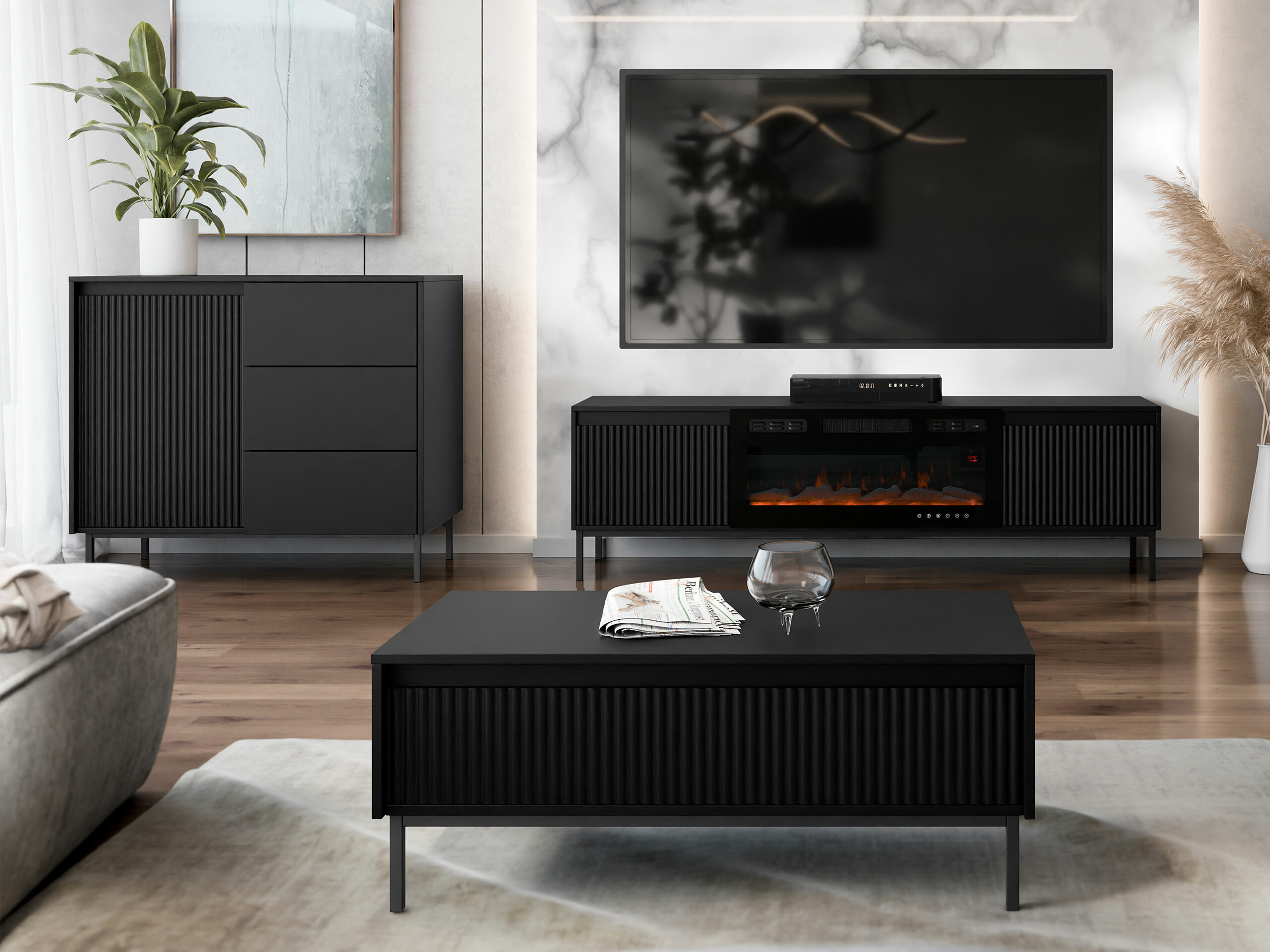 Conjunto de salón Comfivo Delruva IV (Negro)