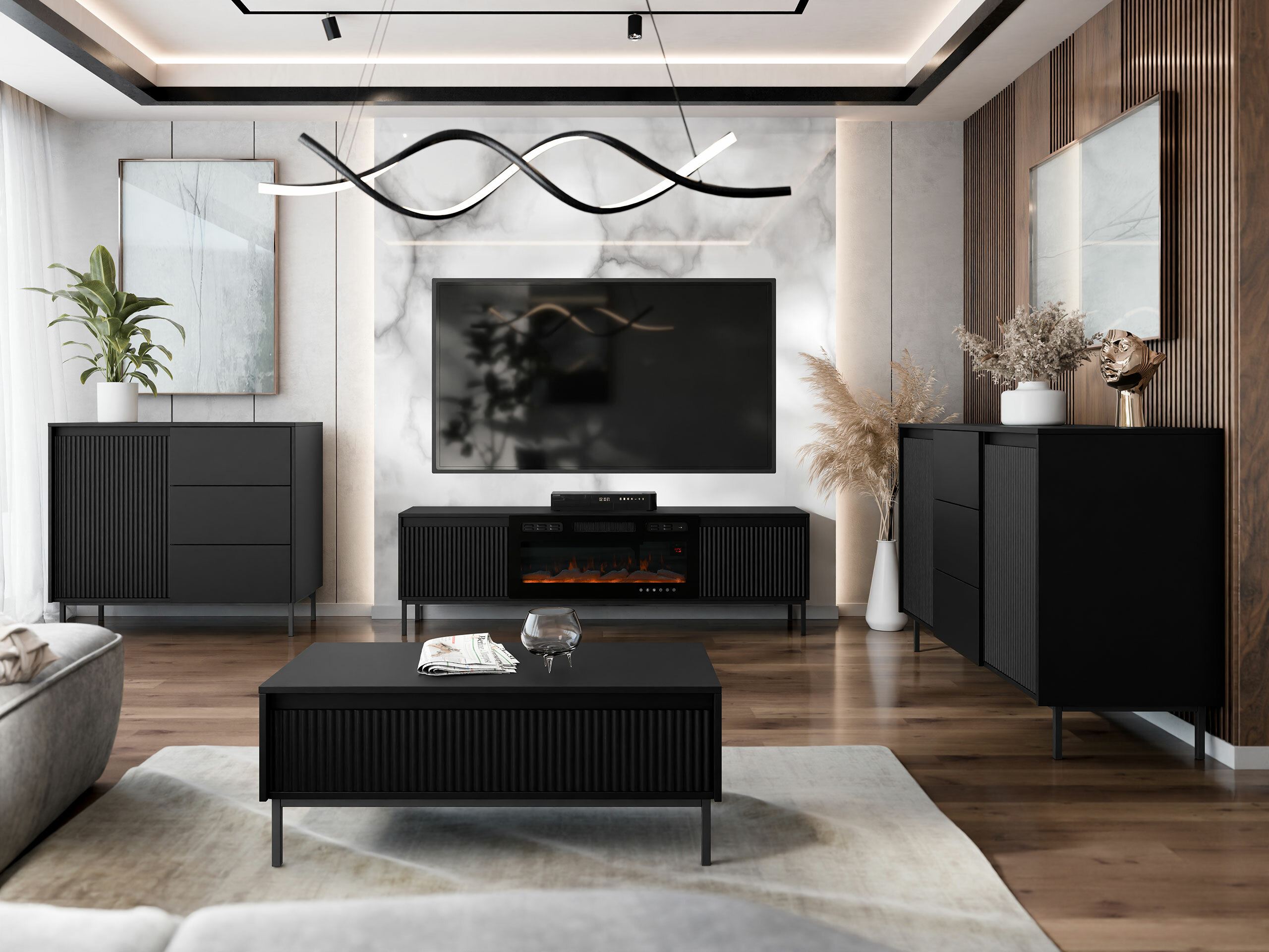 Mueble TV Comfivo Delruva III (Negro)