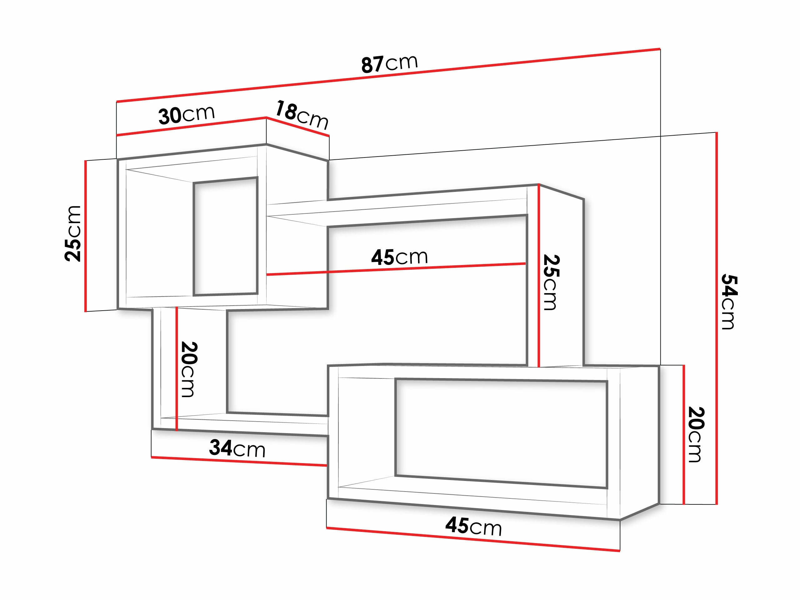 Estantería de pared Lexicon II (Roble Sonoma + Blanco)