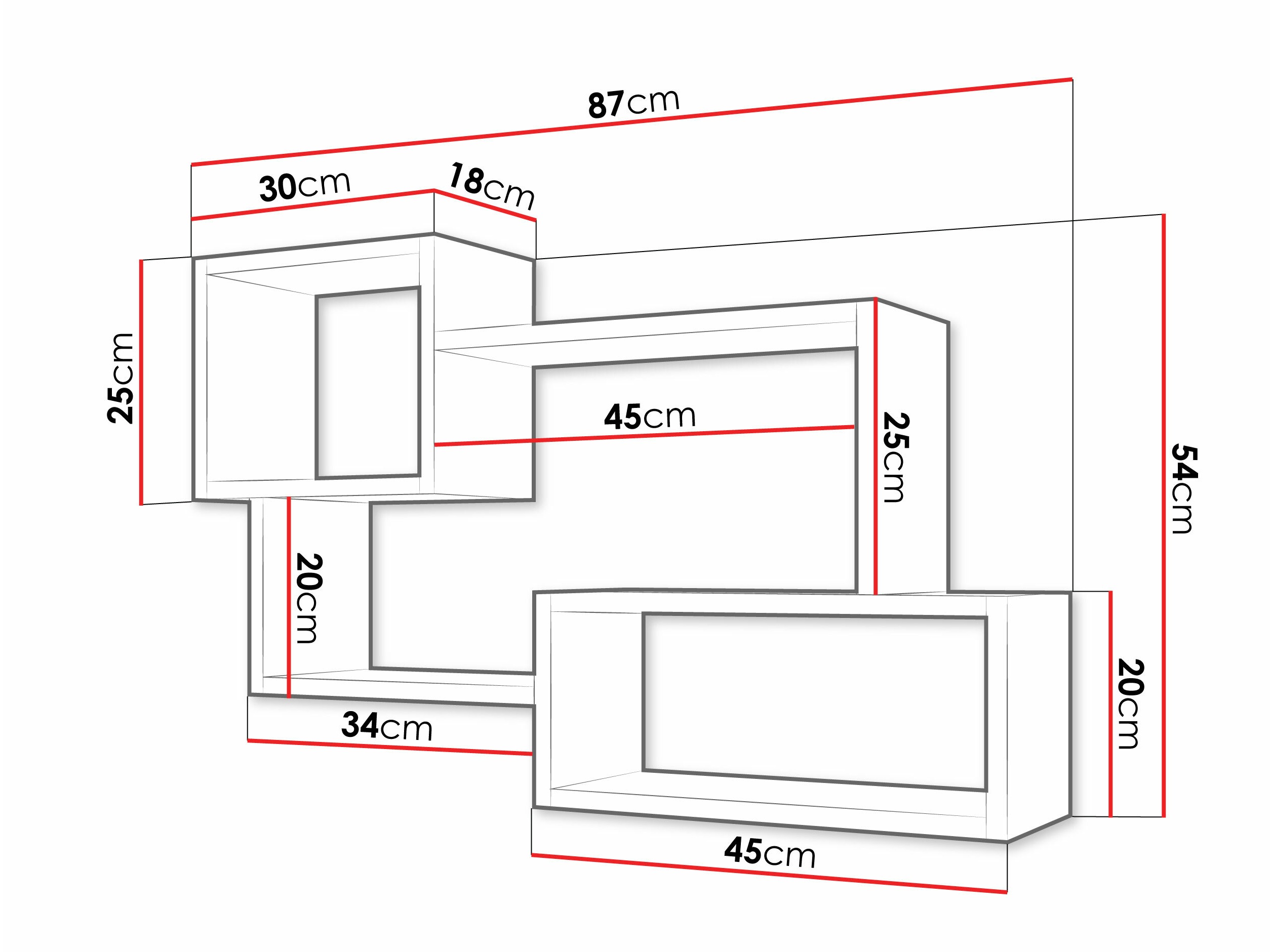 Estantería de pared Sarasota 106 (Hormigón + Blanco)