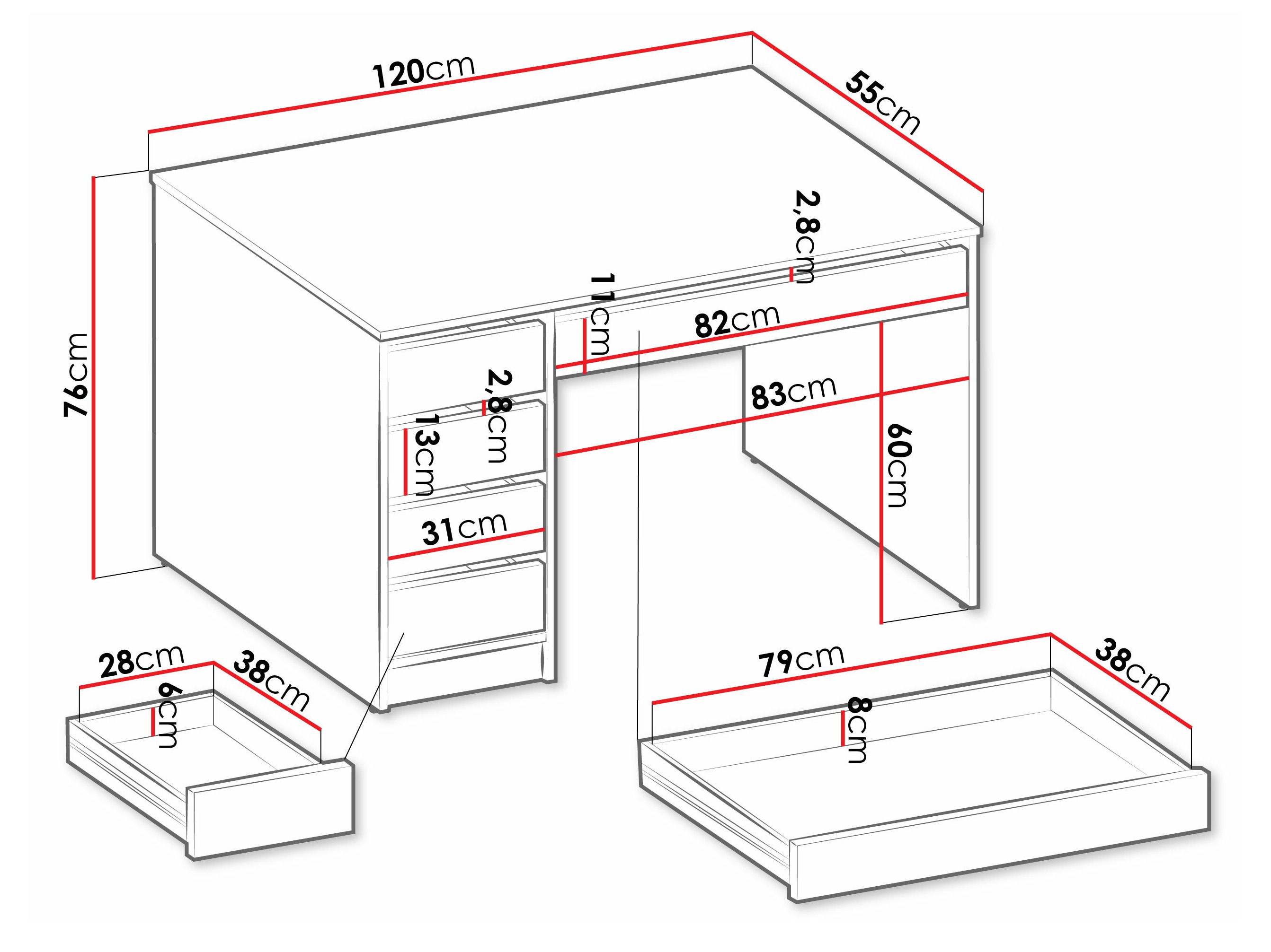 Mesa de oficina Comfivo 312 (Blanco)