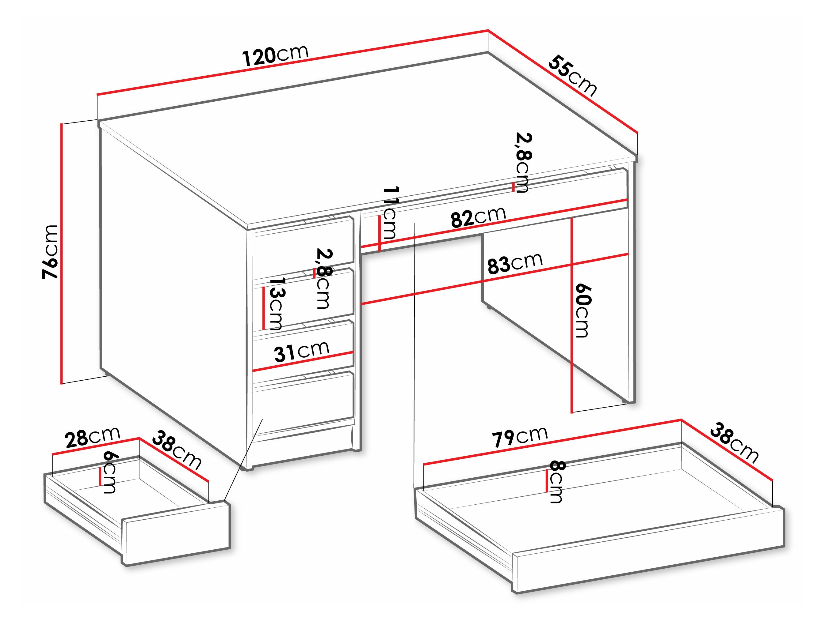 Mesa de oficina Comfivo Terros I (Blanco + Blanco brillante)