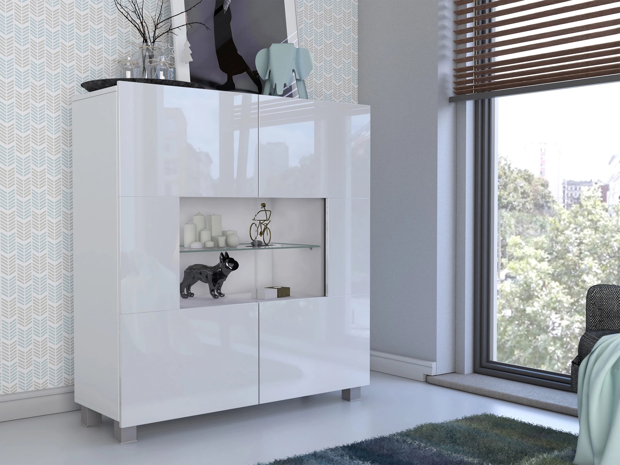 Aparador Remus (Blanco + Blanco brillante)