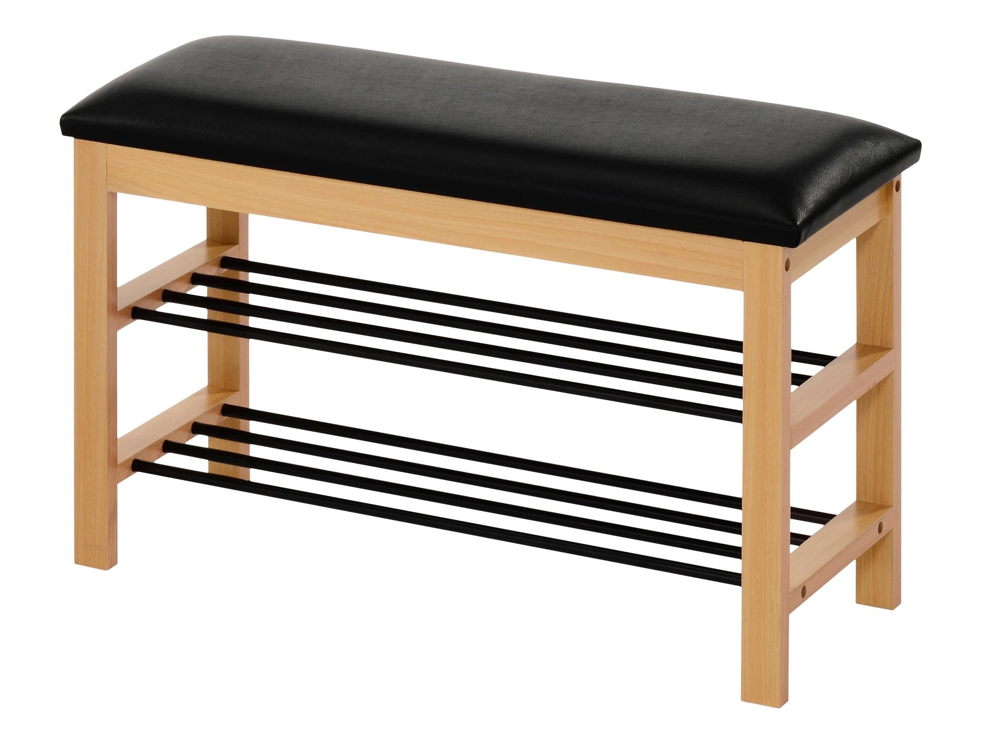 Estante para zapatos Houston 967 (Madera maciza + Negro)