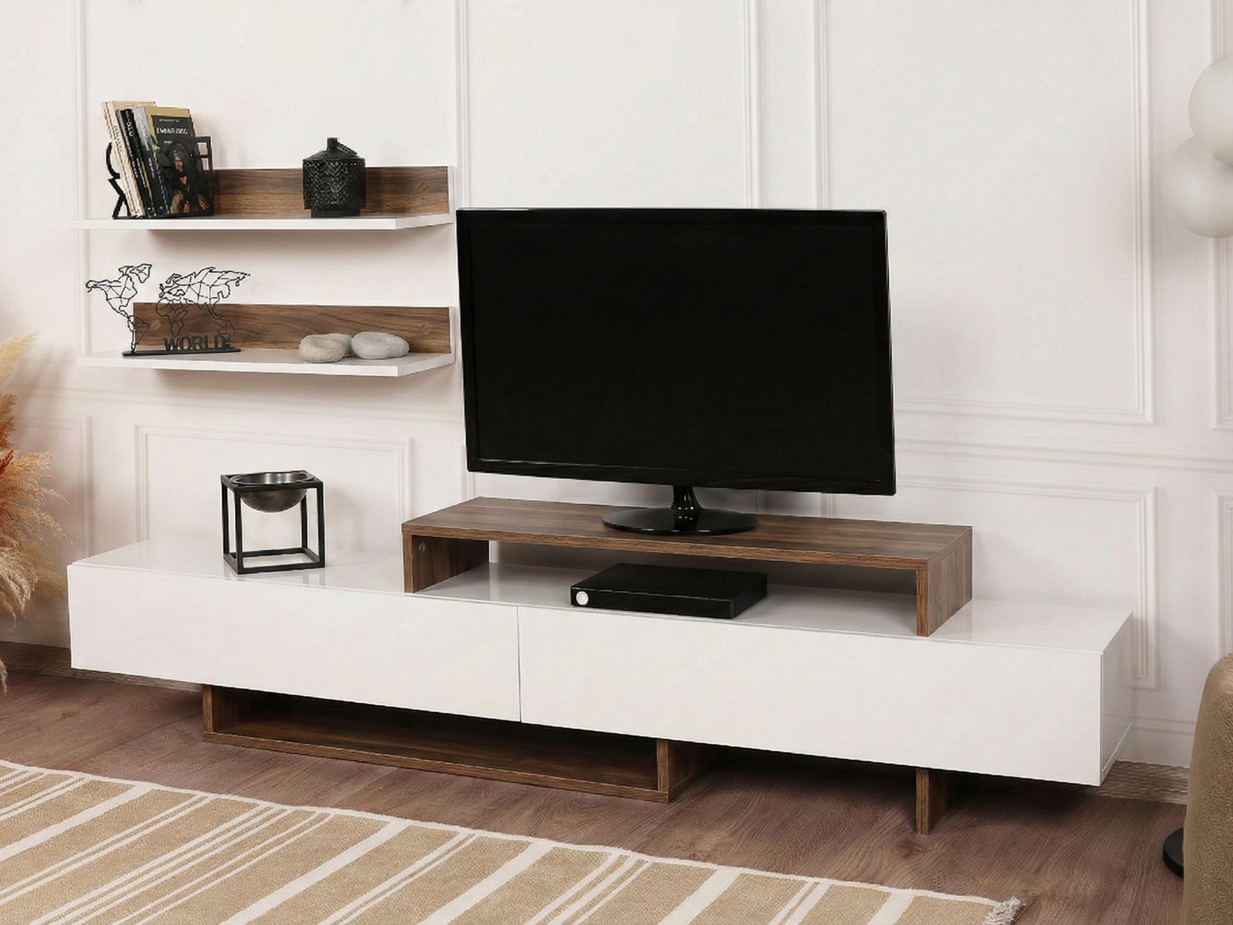 Mueble TV Kailua 998 (Blanco + Teca)