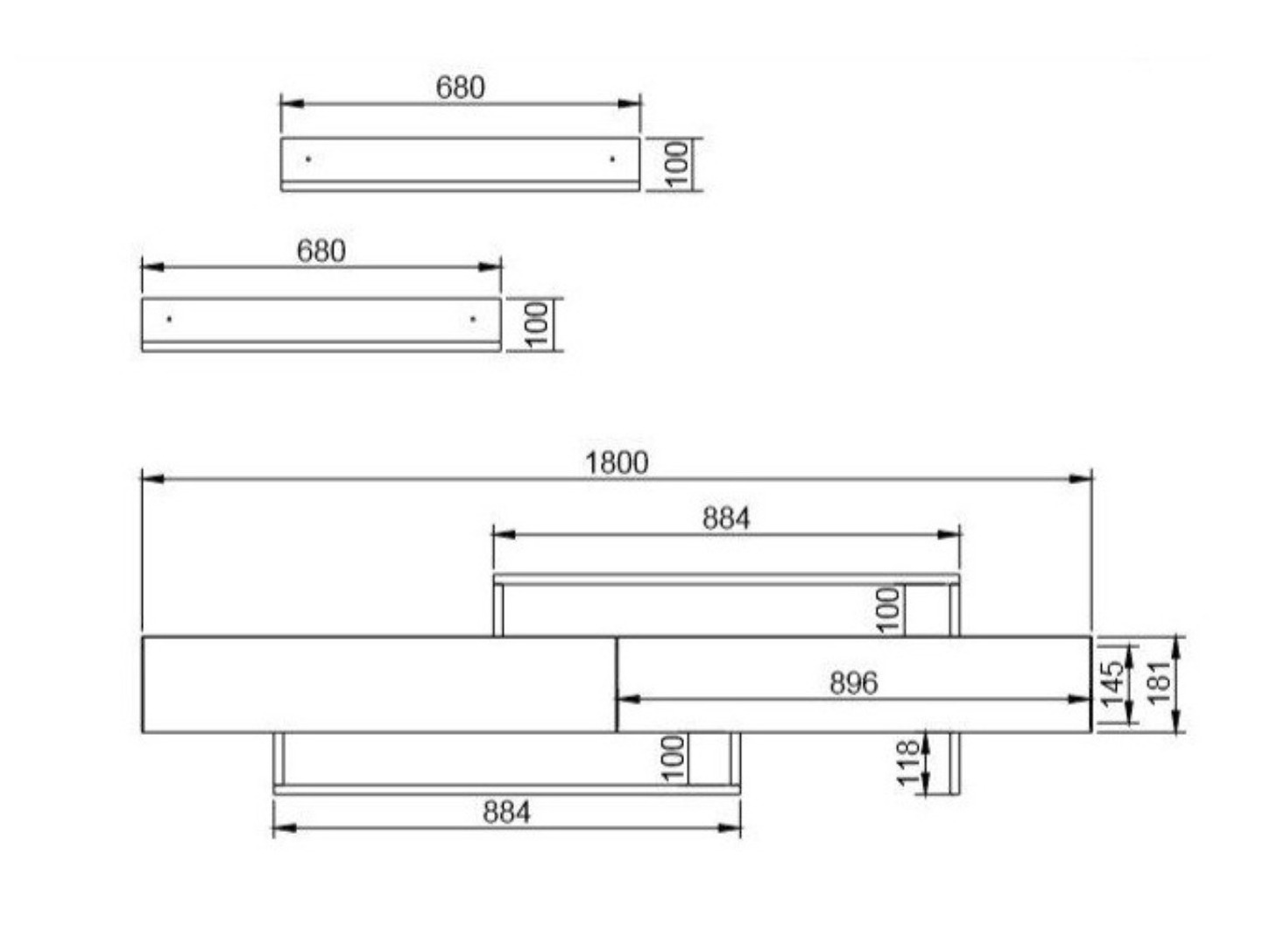 Mueble TV Kailua 998 (Teca + Blanco)