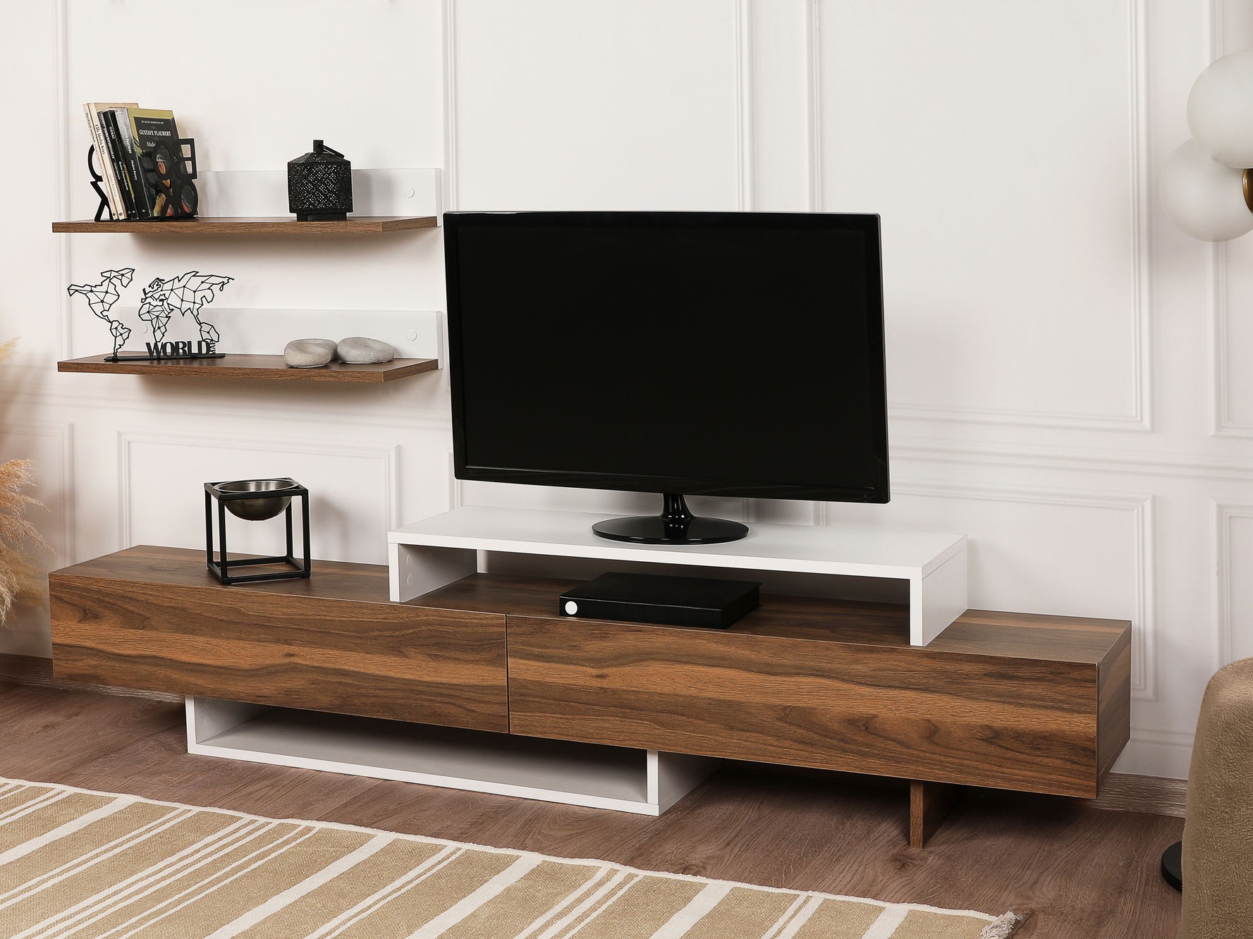 Mueble TV Kailua 998 (Teca + Blanco)