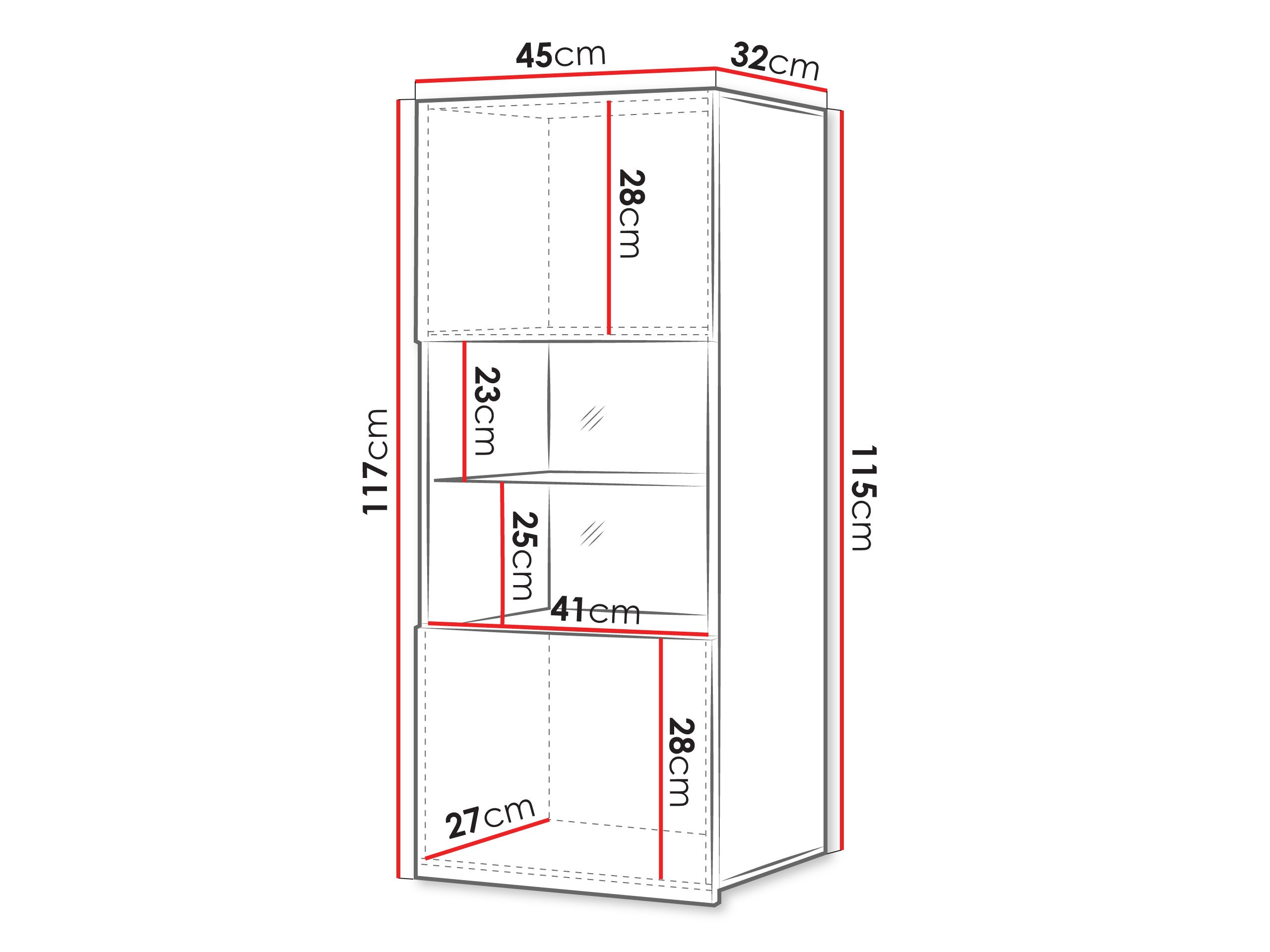 Armario de pared Remus I (Negro + Negro brillante)