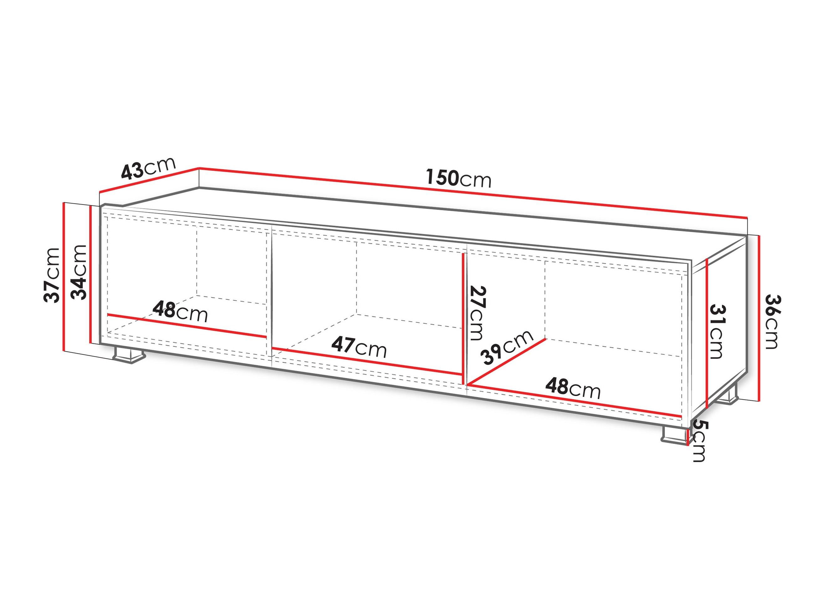 Mueble TV Remus (Negro + Negro brillante)