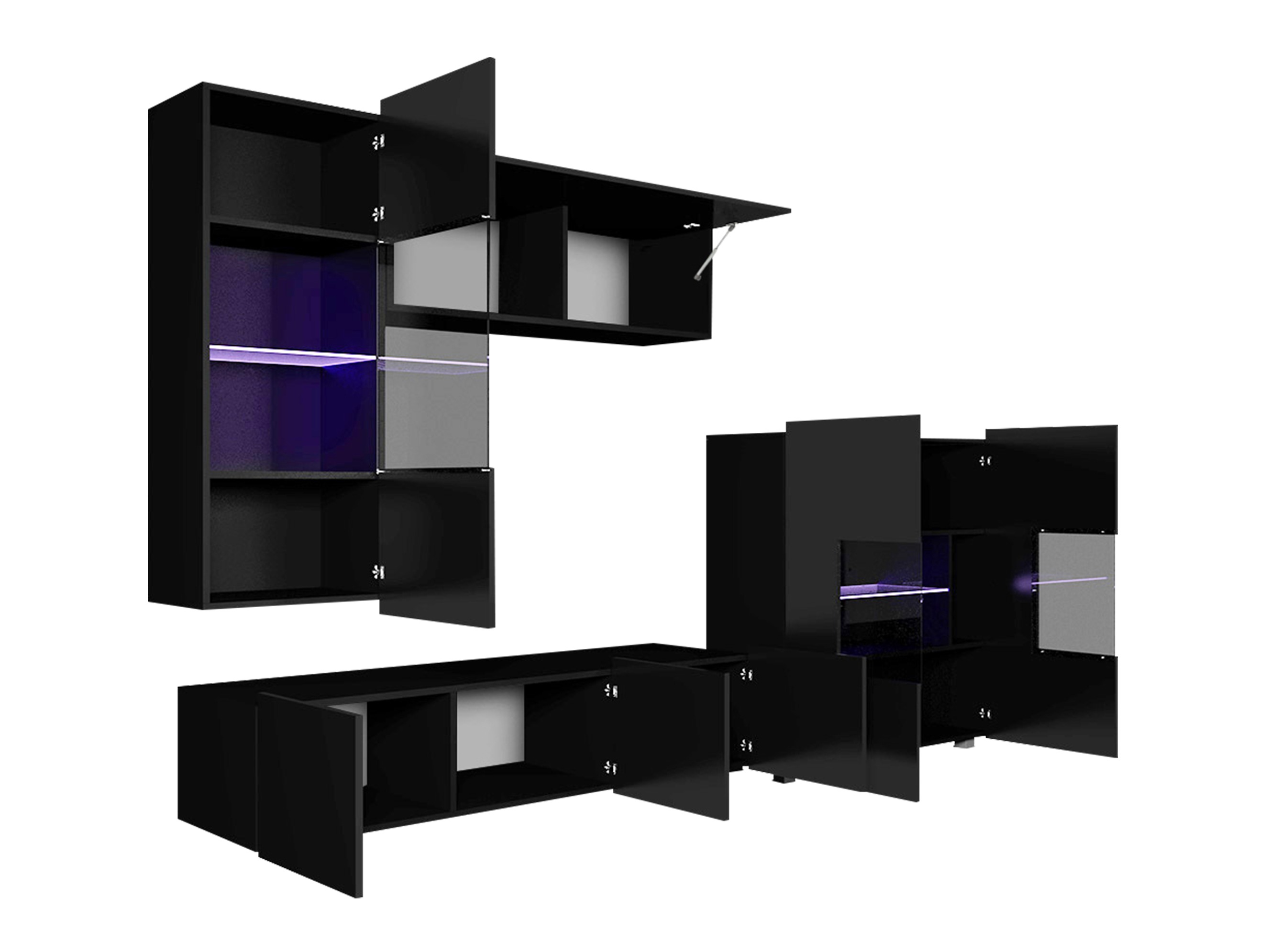 Conjunto de salón Remus III (Negro + Negro brillante)