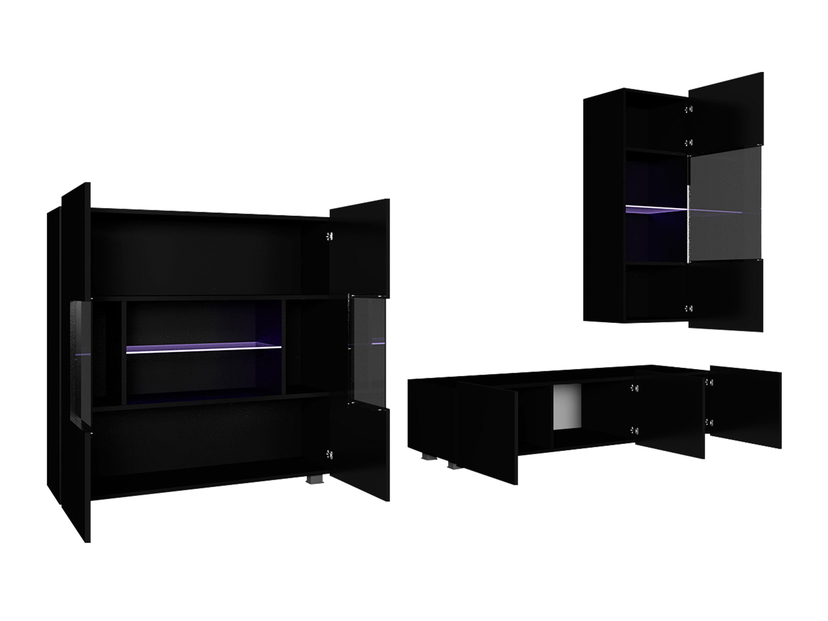 Conjunto de salón Tivdalu 111 (Blanco + Blanco brillante)