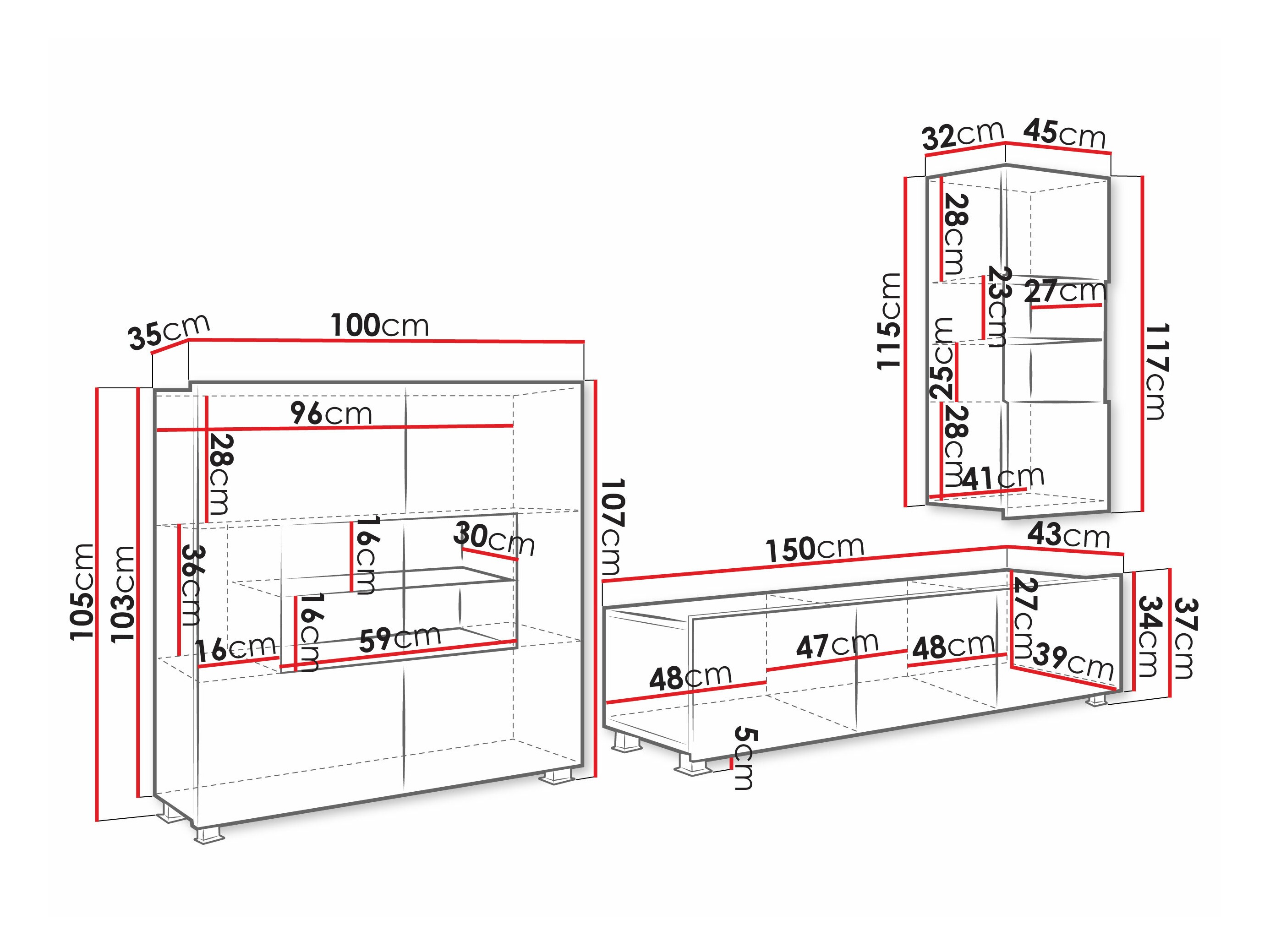 Conjunto de salón Tivdalu 111 (Blanco + Blanco brillante)