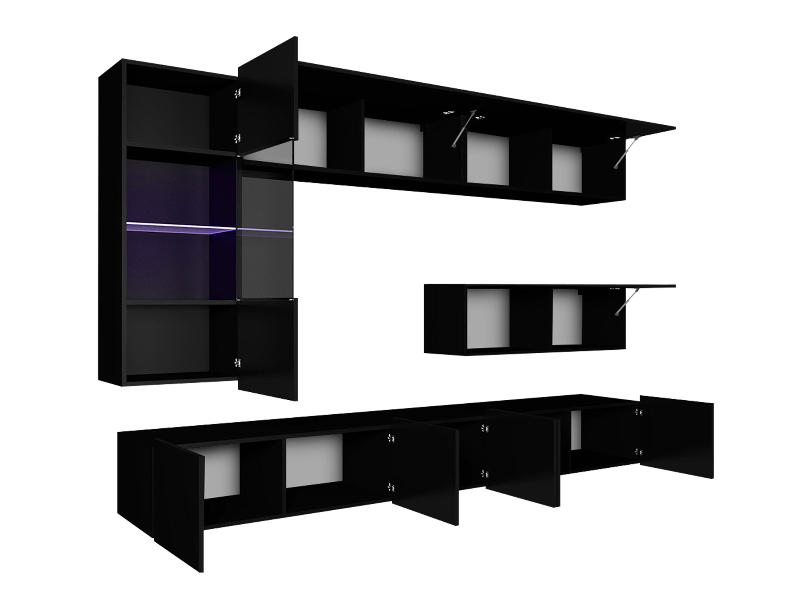 Conjunto de salón Remus IV (Negro + Negro brillante)