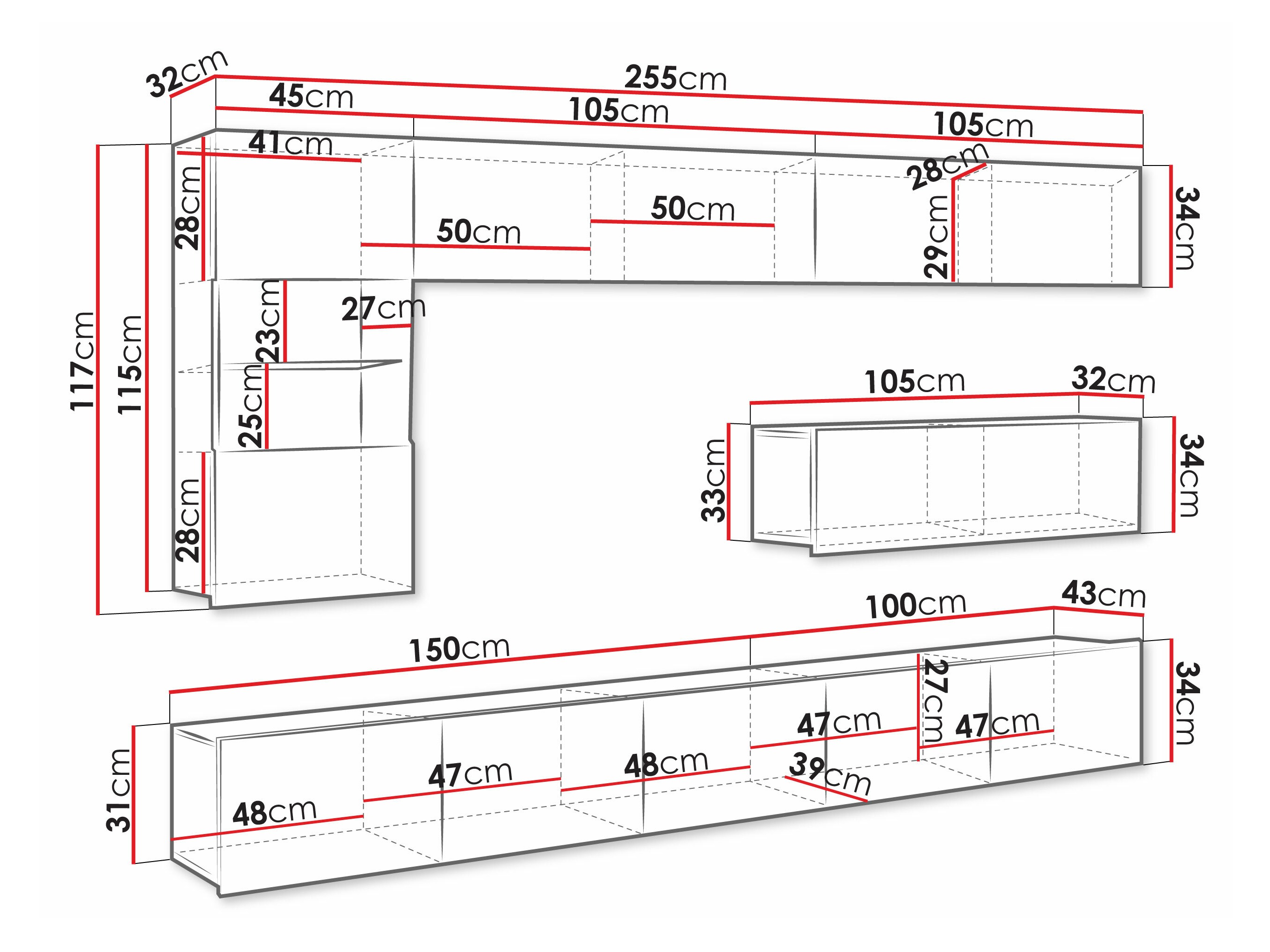 Conjunto de salón Remus IV (Negro + Negro brillante)