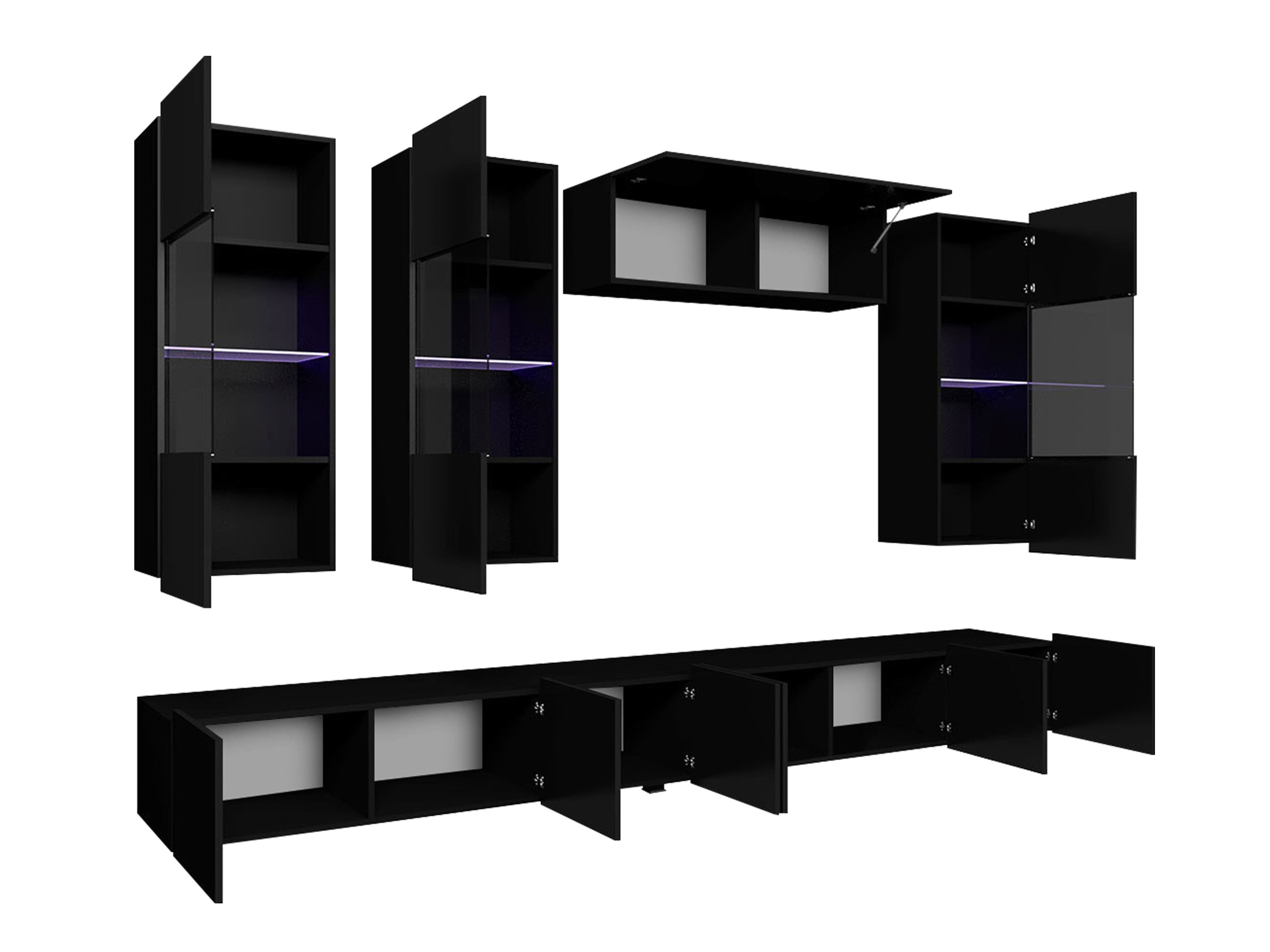 Conjunto de salón Remus V (Negro + Negro brillante)