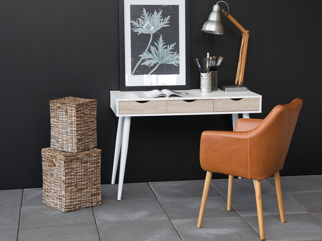 Mesa de oficina Norsica 113 (Blanco + Roble)