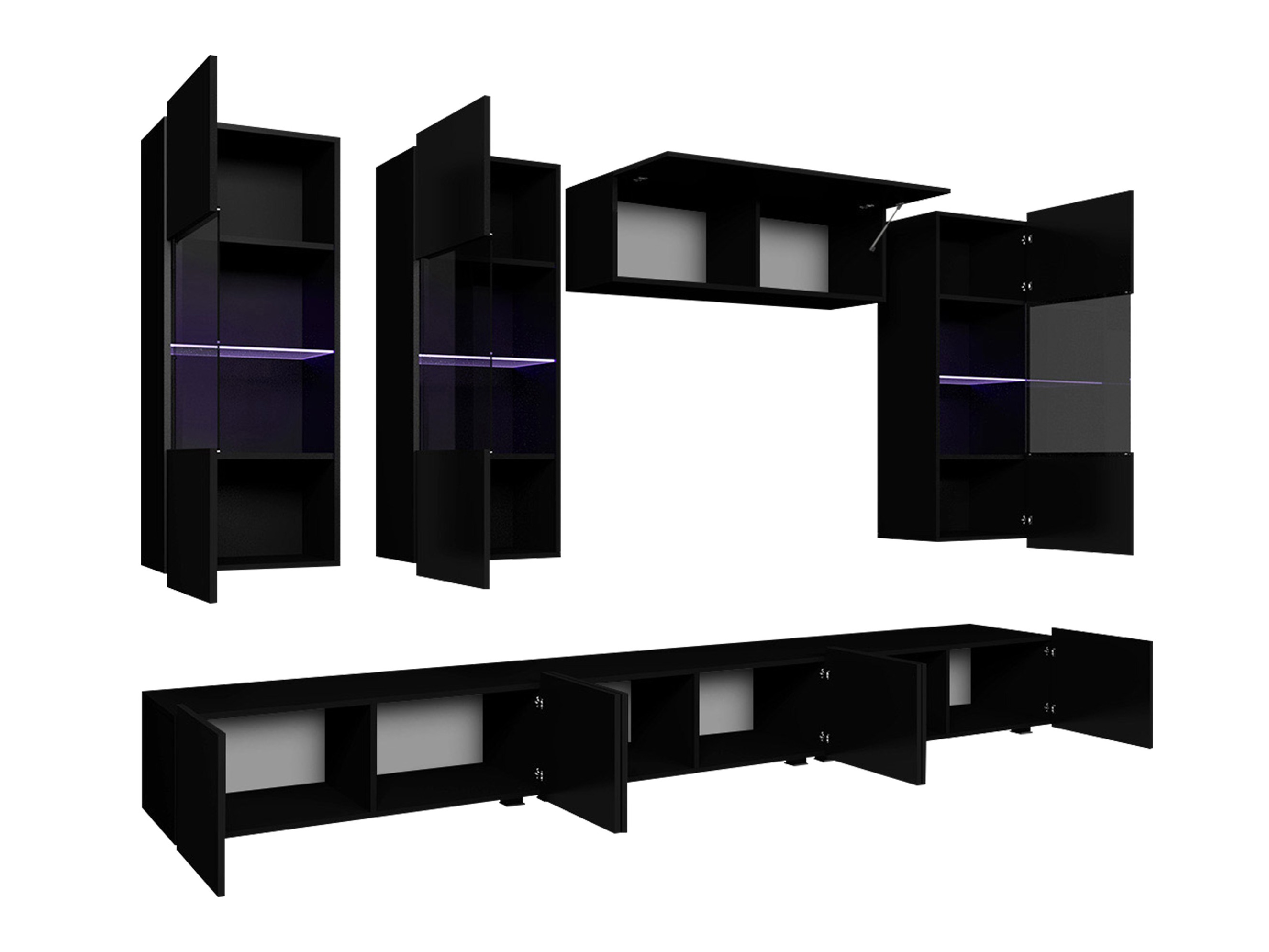 Conjunto de salón Remus XI (Negro + Negro brillante)