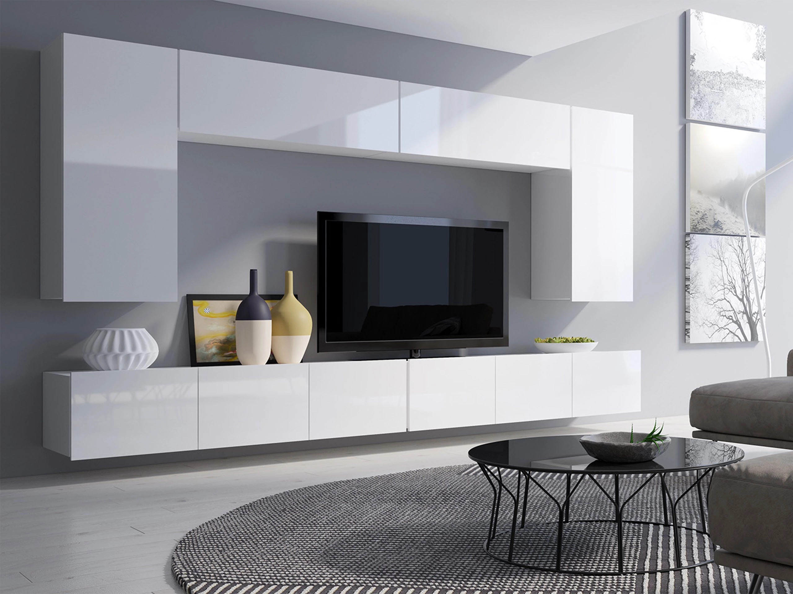 Conjunto de salón Remus XIII (Blanco + Blanco brillante)