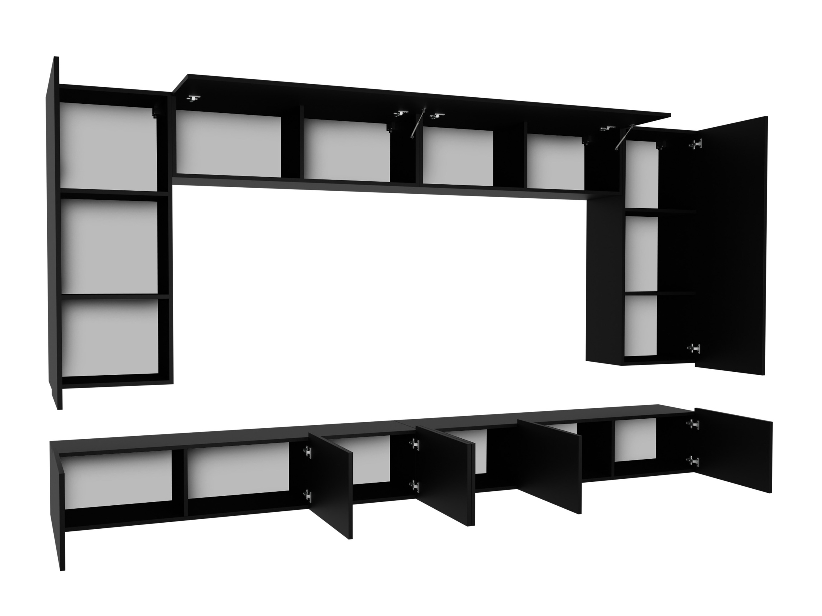 Conjunto de salón Remus XIII (Negro + Negro brillante)