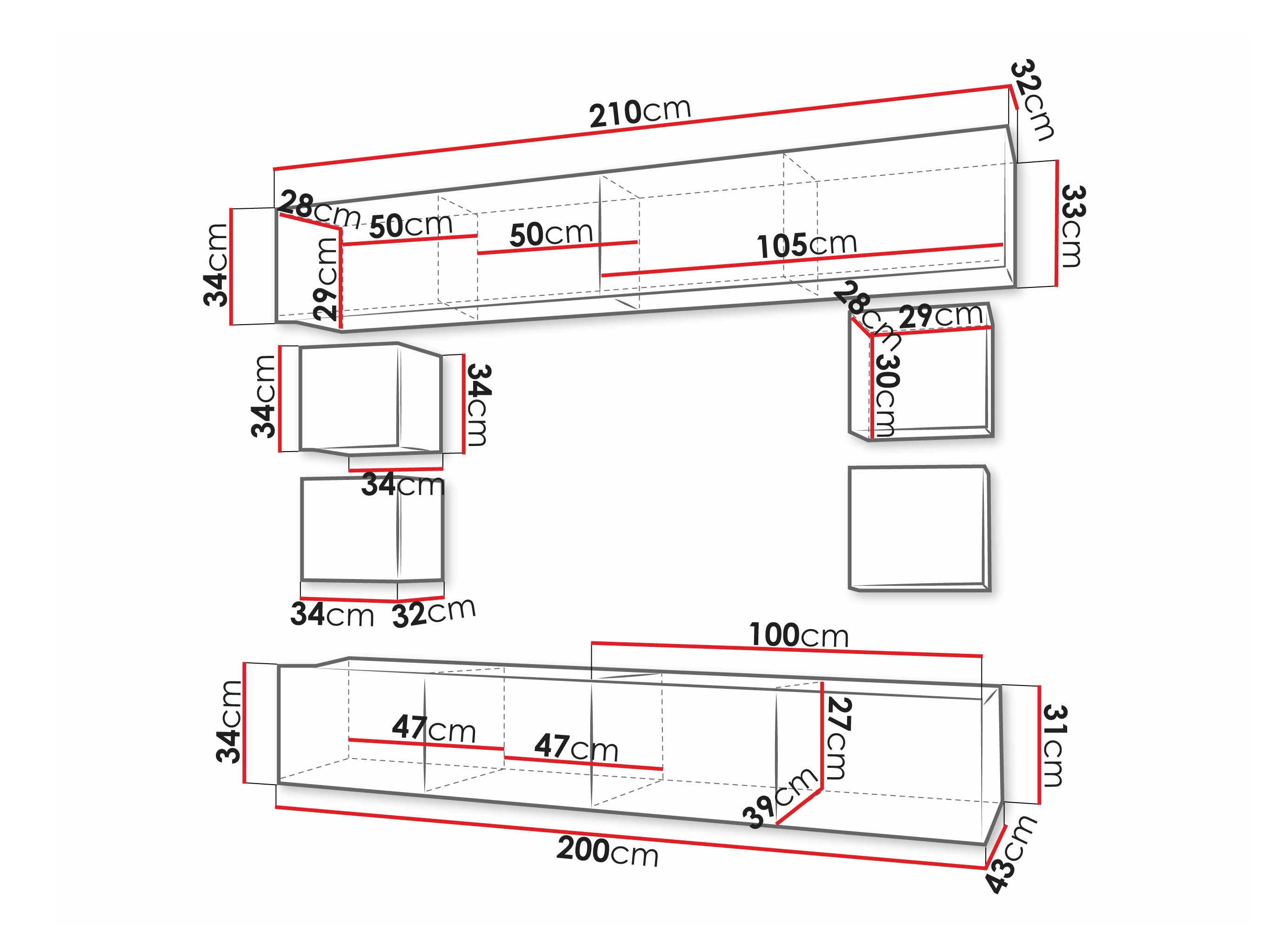 Conjunto de salón Remus XVI (Negro + Negro brillante)