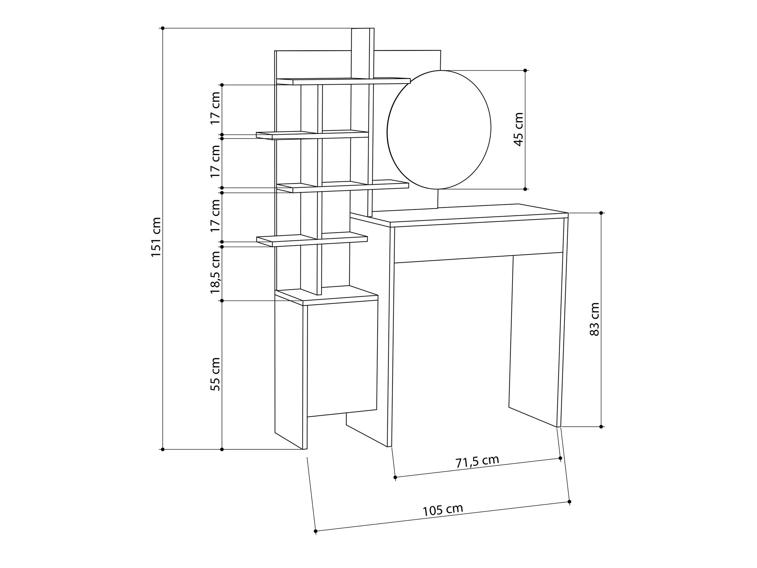 Tocador Kailua 220 (Blanco + Roble)